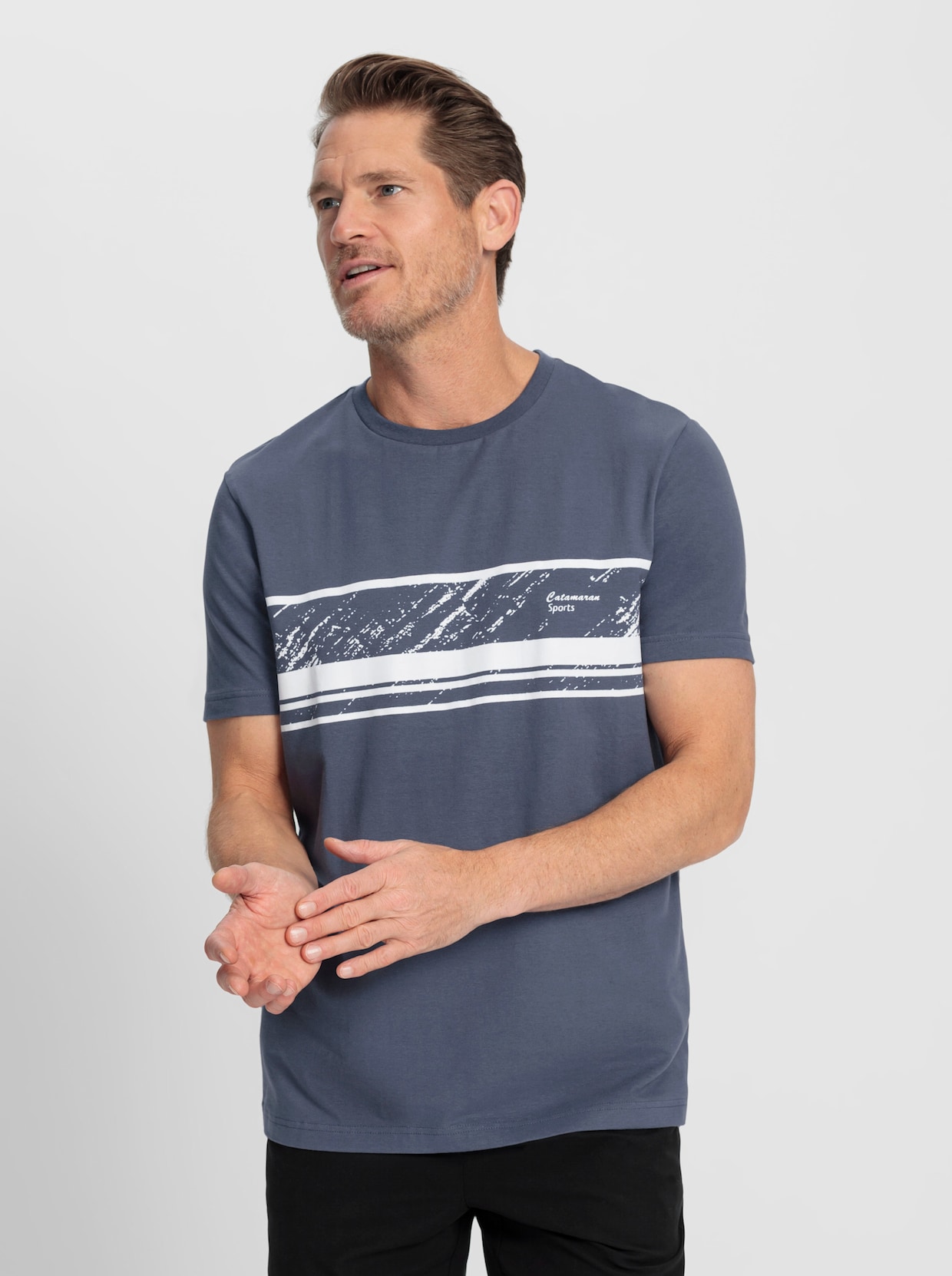 Catamaran Sports Freizeitshirt - rauchblau-weiß