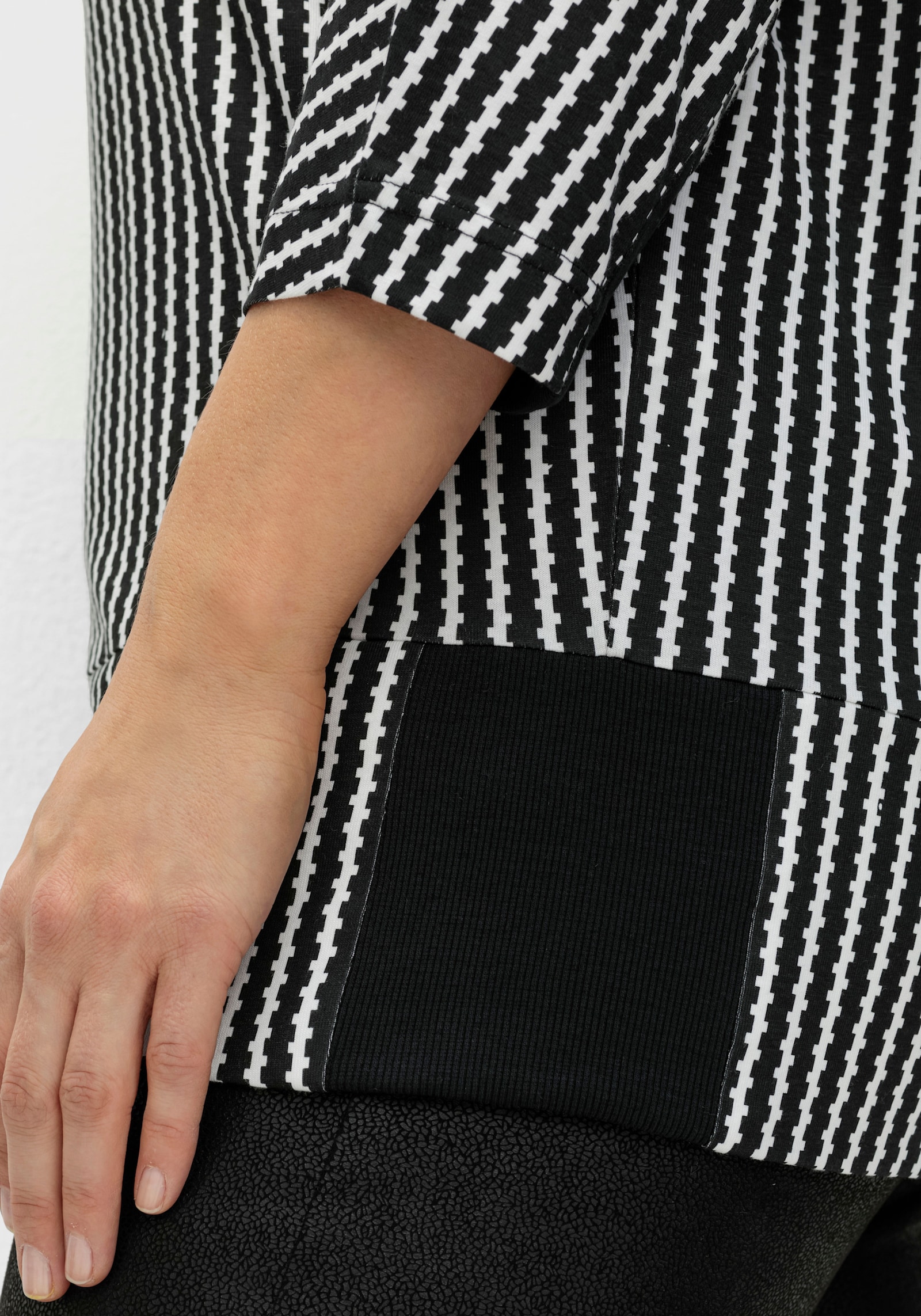 sheego Shirt met 3/4-mouw - zwart/wit