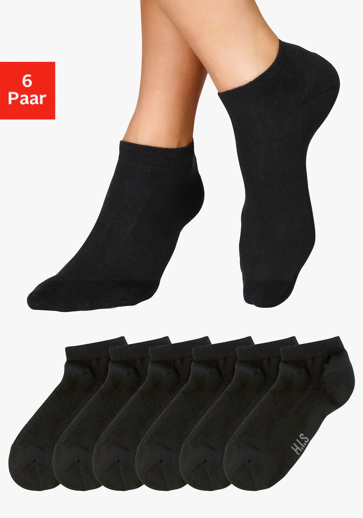 H.I.S Sneakersocken - 6x schwarz