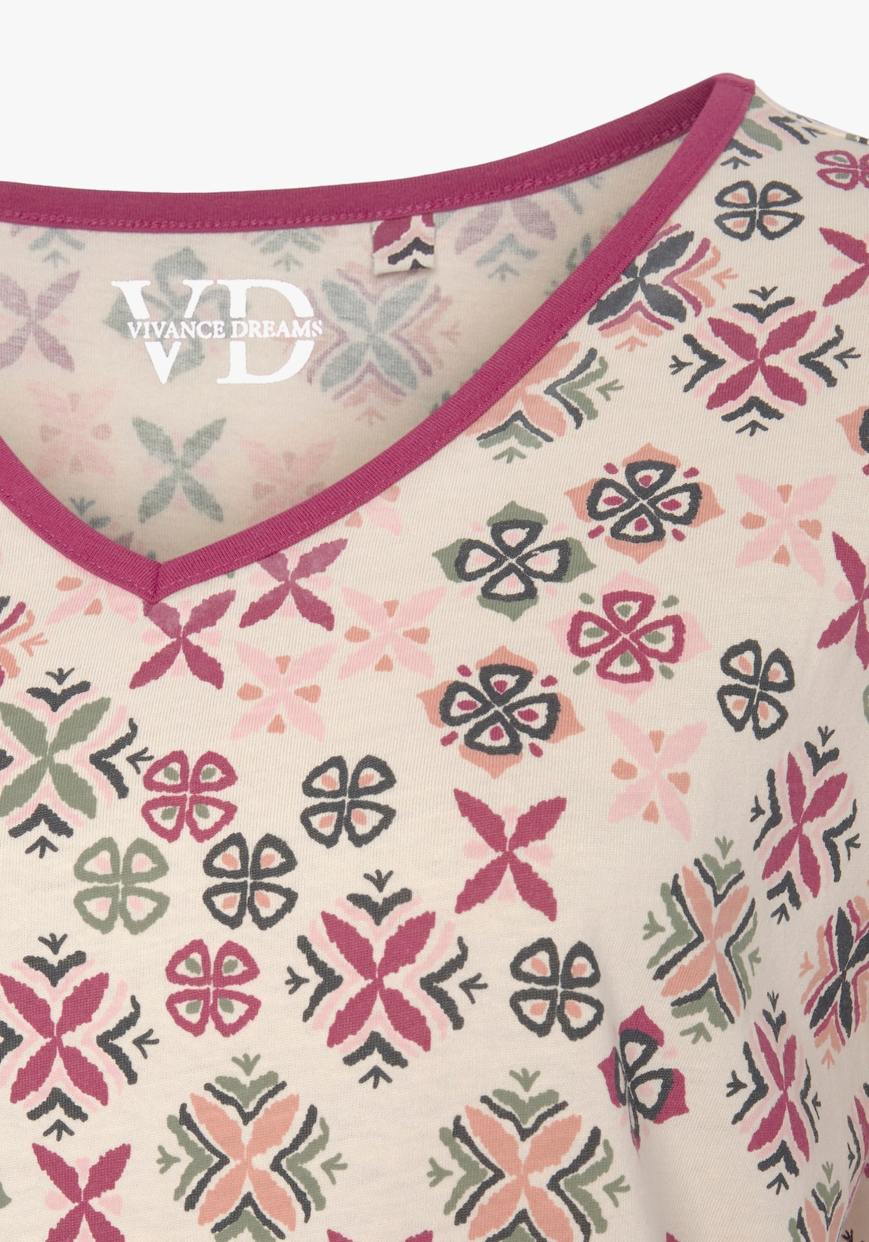 Vivance Dreams Pyjama - bordeaux gedessineerd