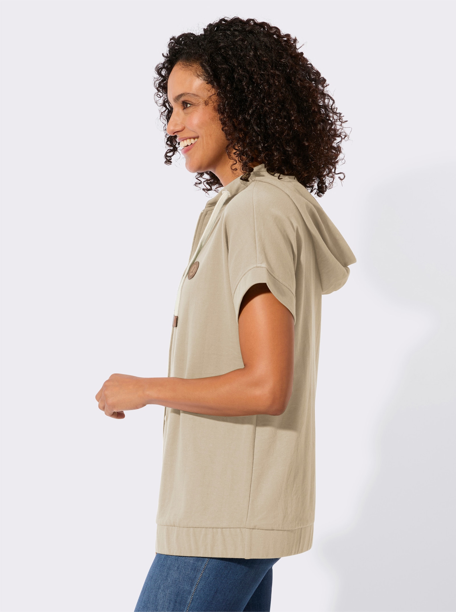 Sweatjacke mit Kapuze - beige