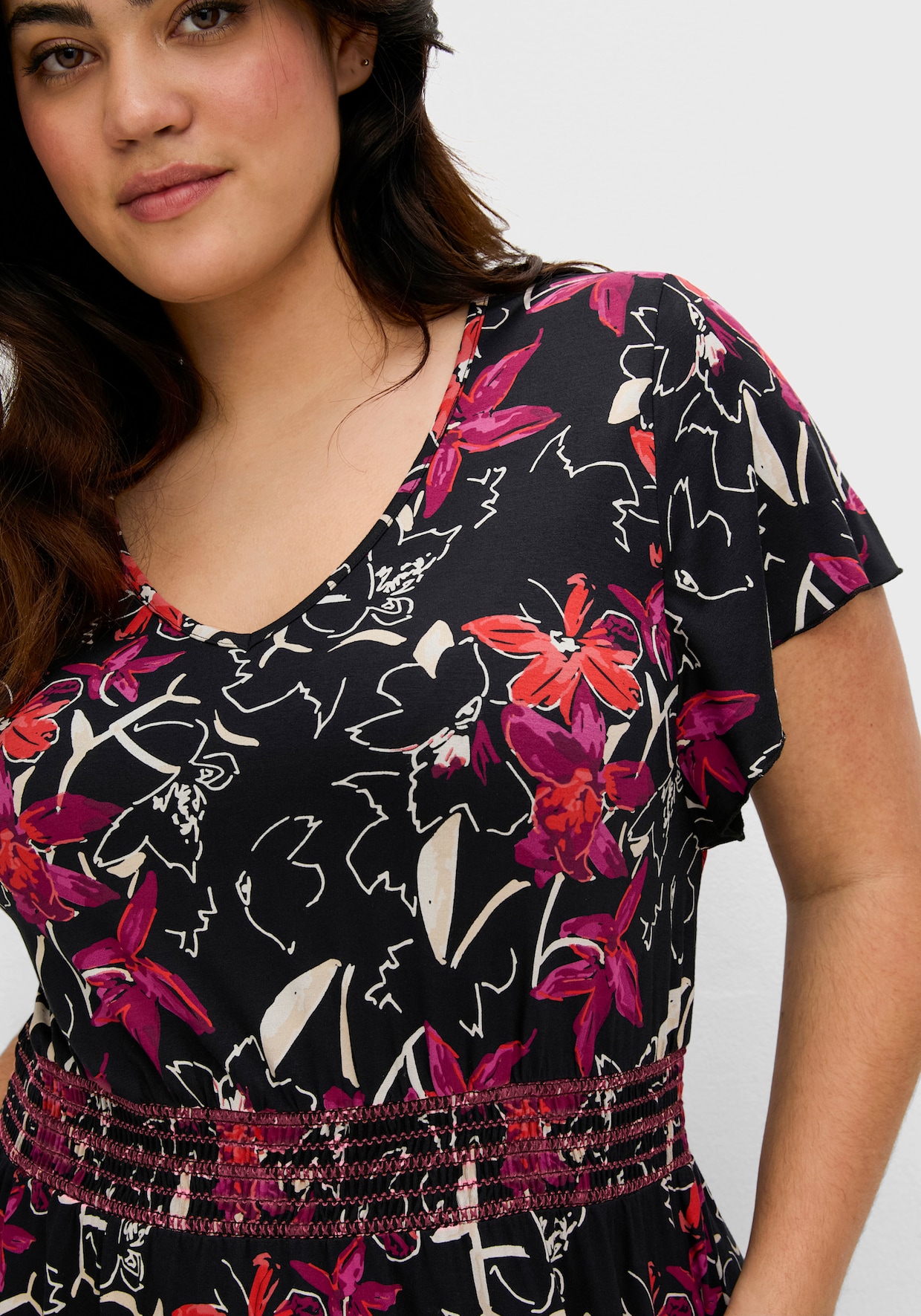 sheego Jerseykleid - schwarz bedruckt