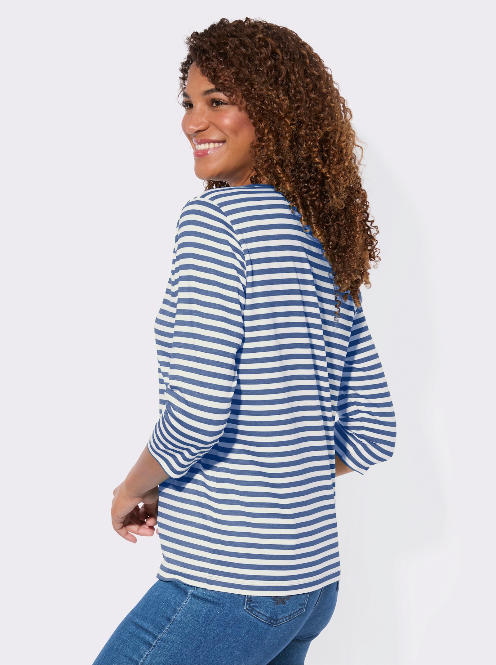 Shirt-Set mit 3/4-Ärmeln - jeansblau