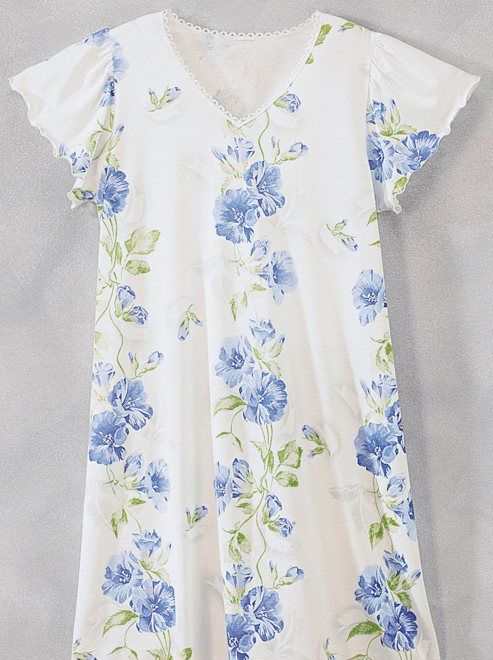 wäschepur Slaapshirt met gehaakt kant bij de hals - blauw