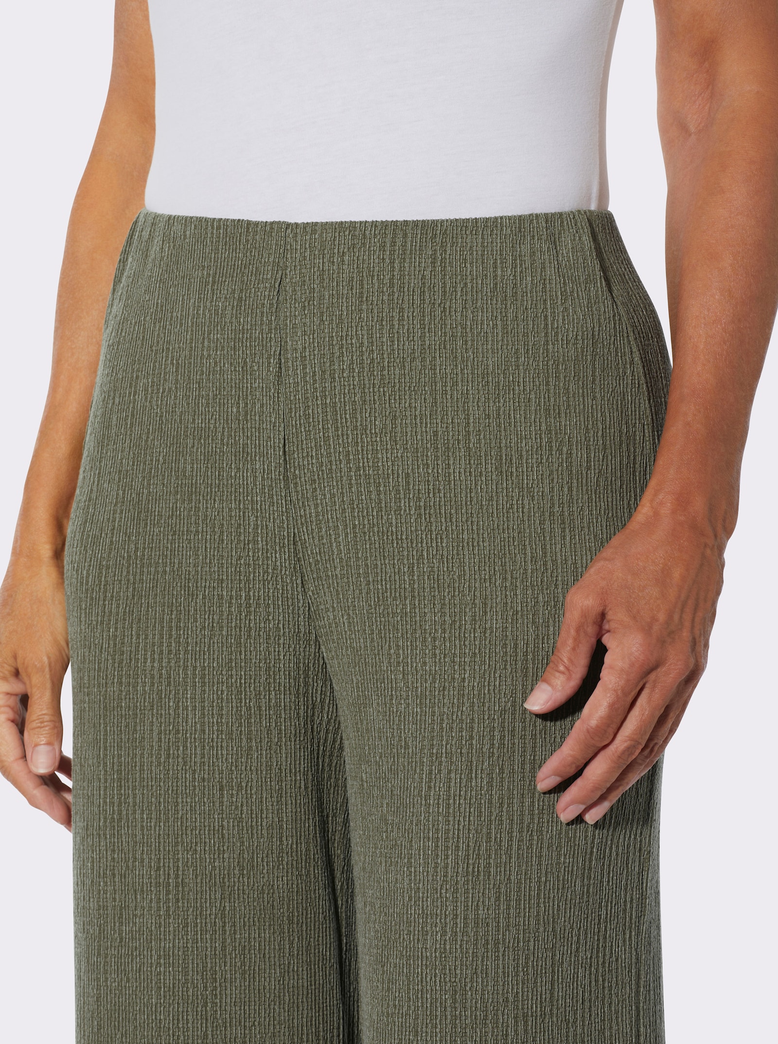 Palazzohose mit Rundum-Dehnbund - khaki
