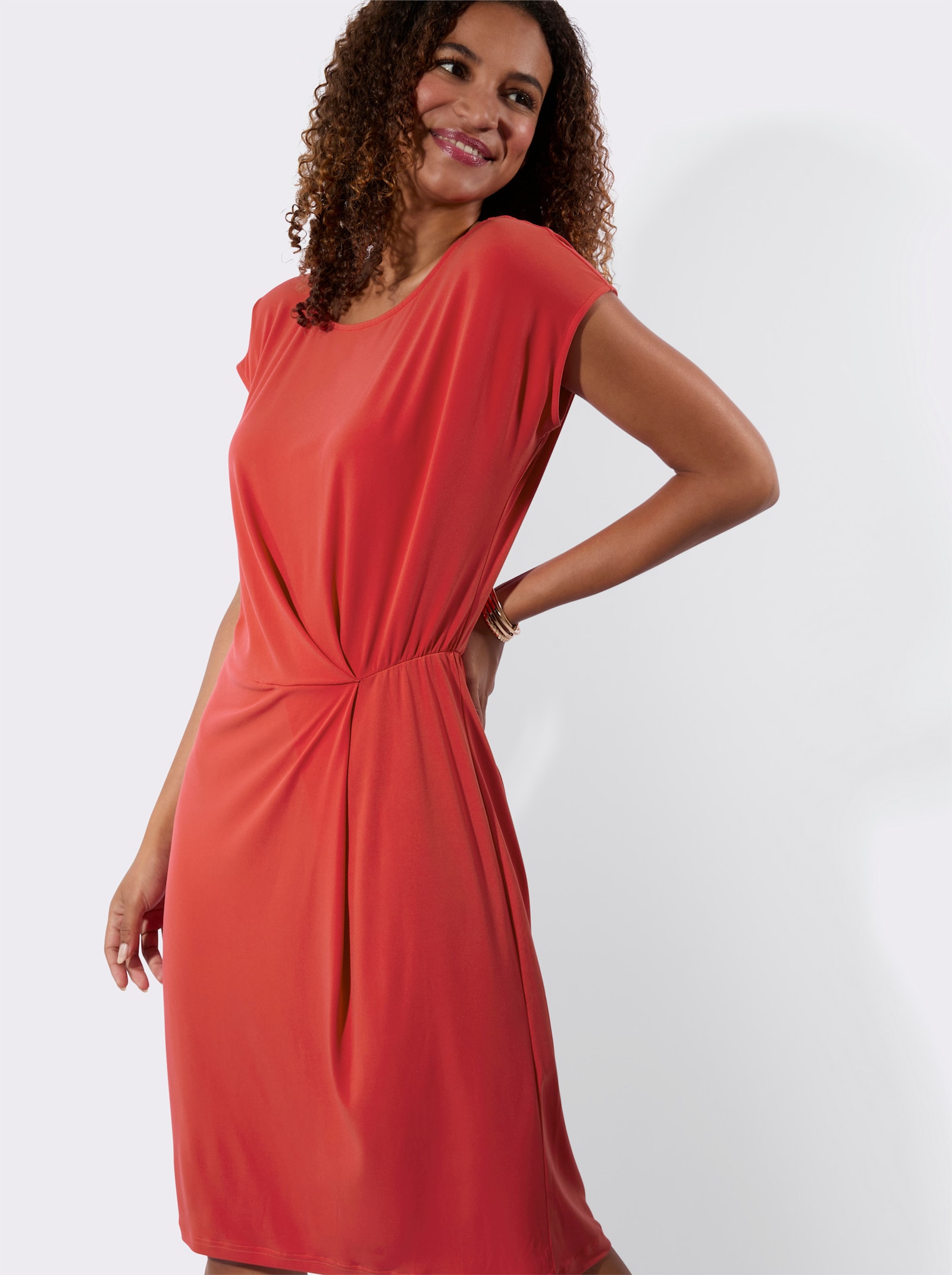 Jerseyjurk met geaccentueerde taille - aardbei