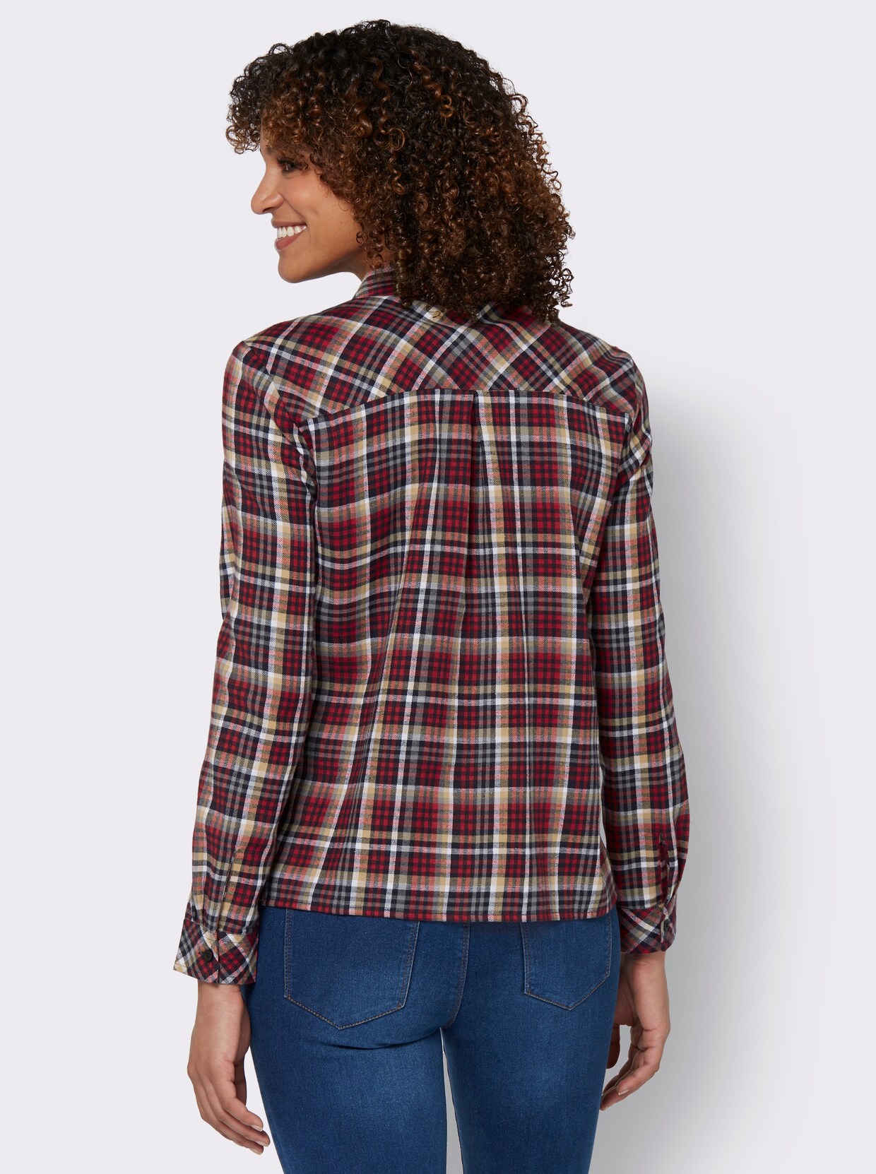Hemdbluse - marine-rot-kariert