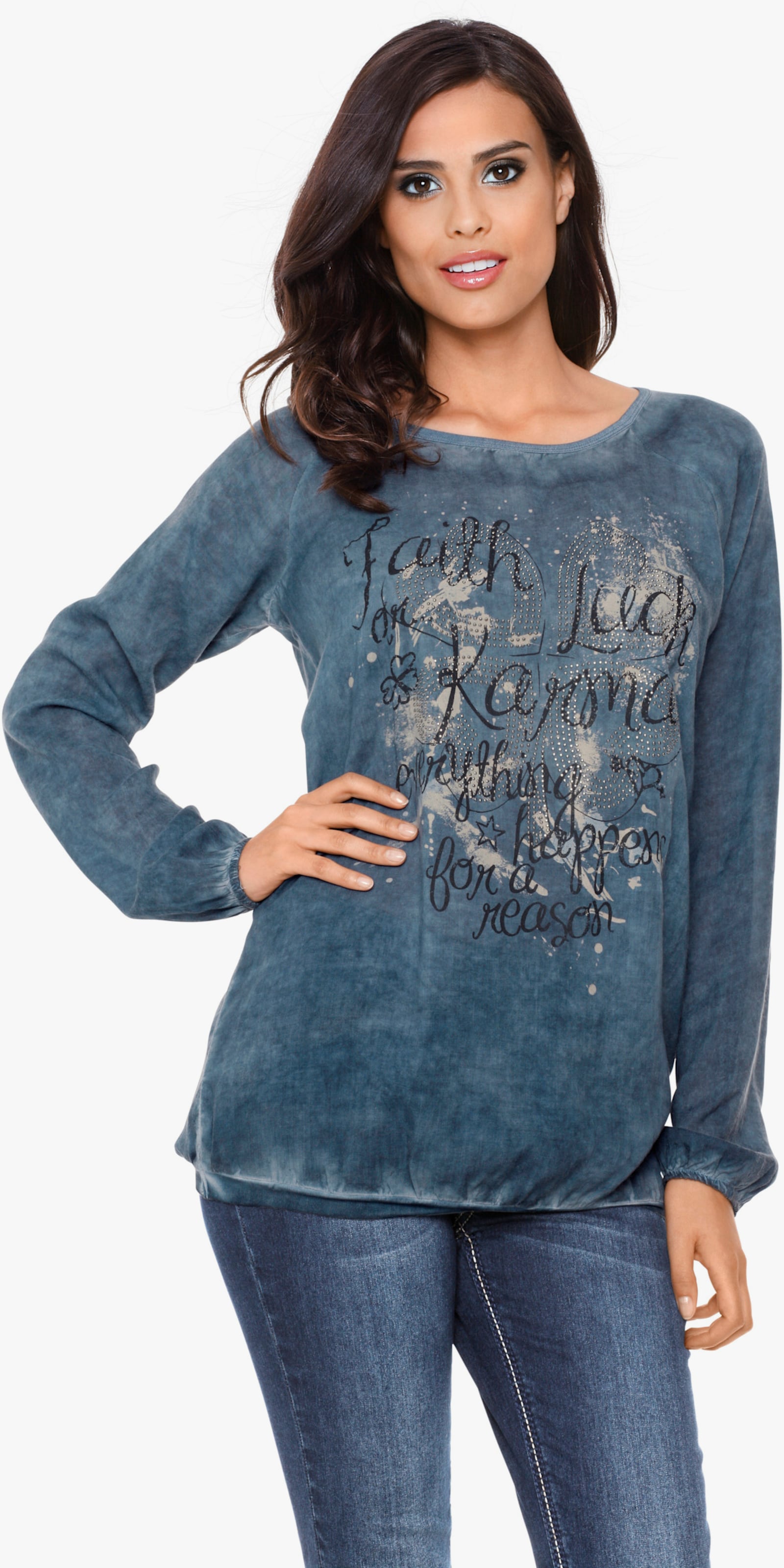 heine Shirtbluse in Oil-dyed-Waschung - jeansblau