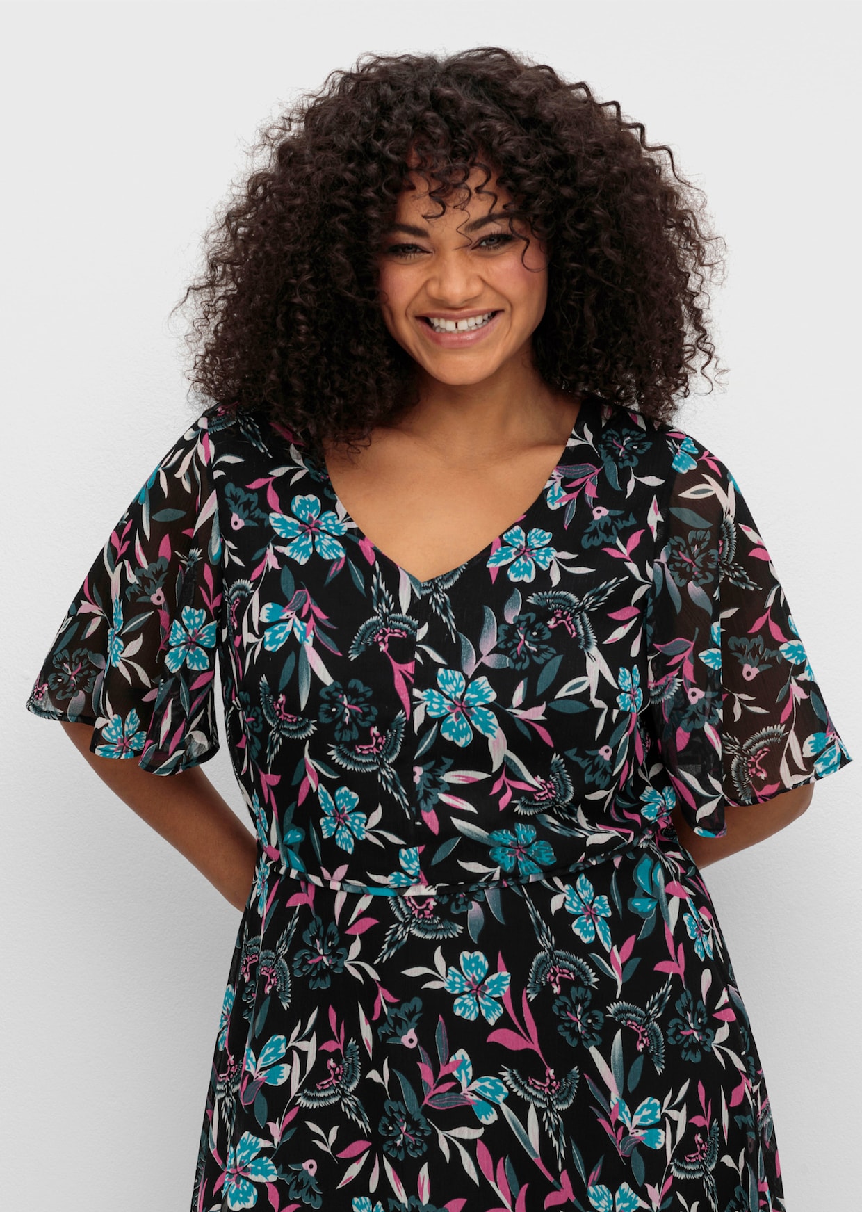 sheego by Joe Browns Chiffonkleid - dunkelpetrol-gemustert