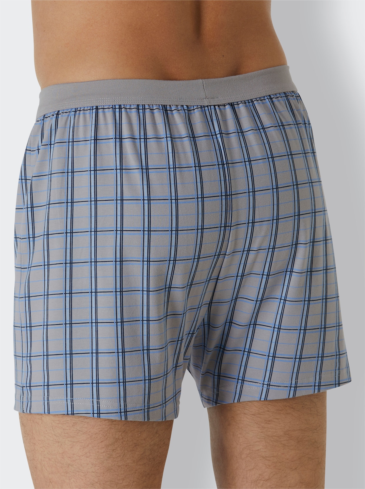 wäschepur men Boxershorts - steingrau-kariert