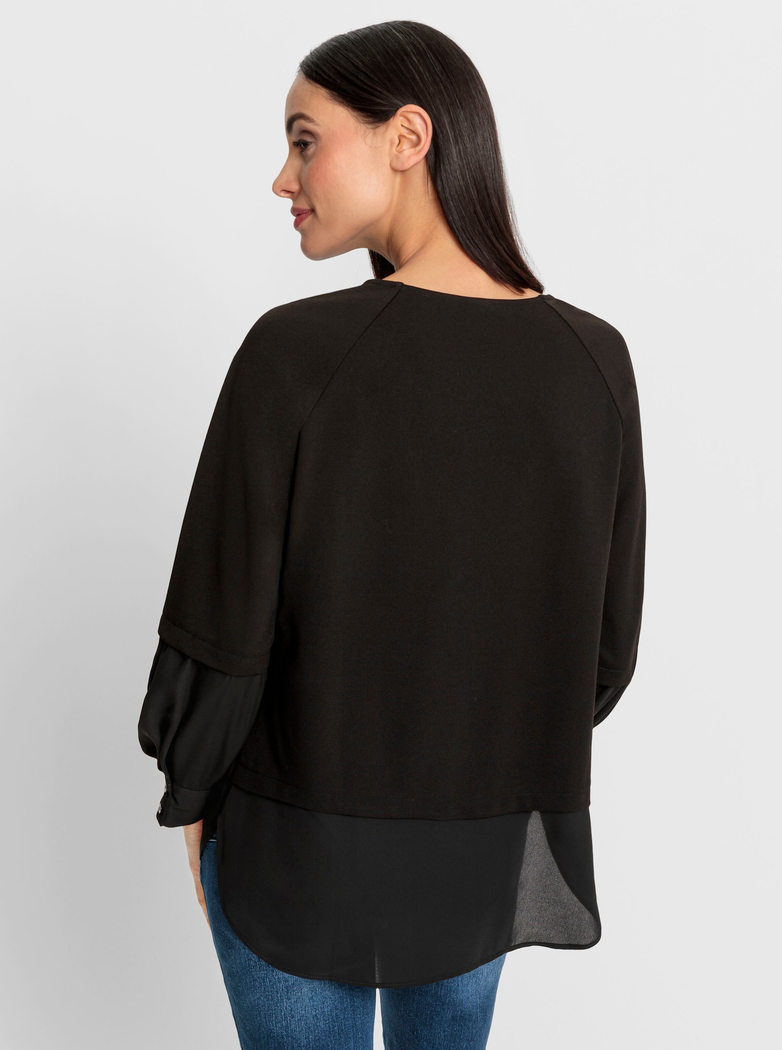 heine Langarmbluse in 2-in-1-Optik - schwarz