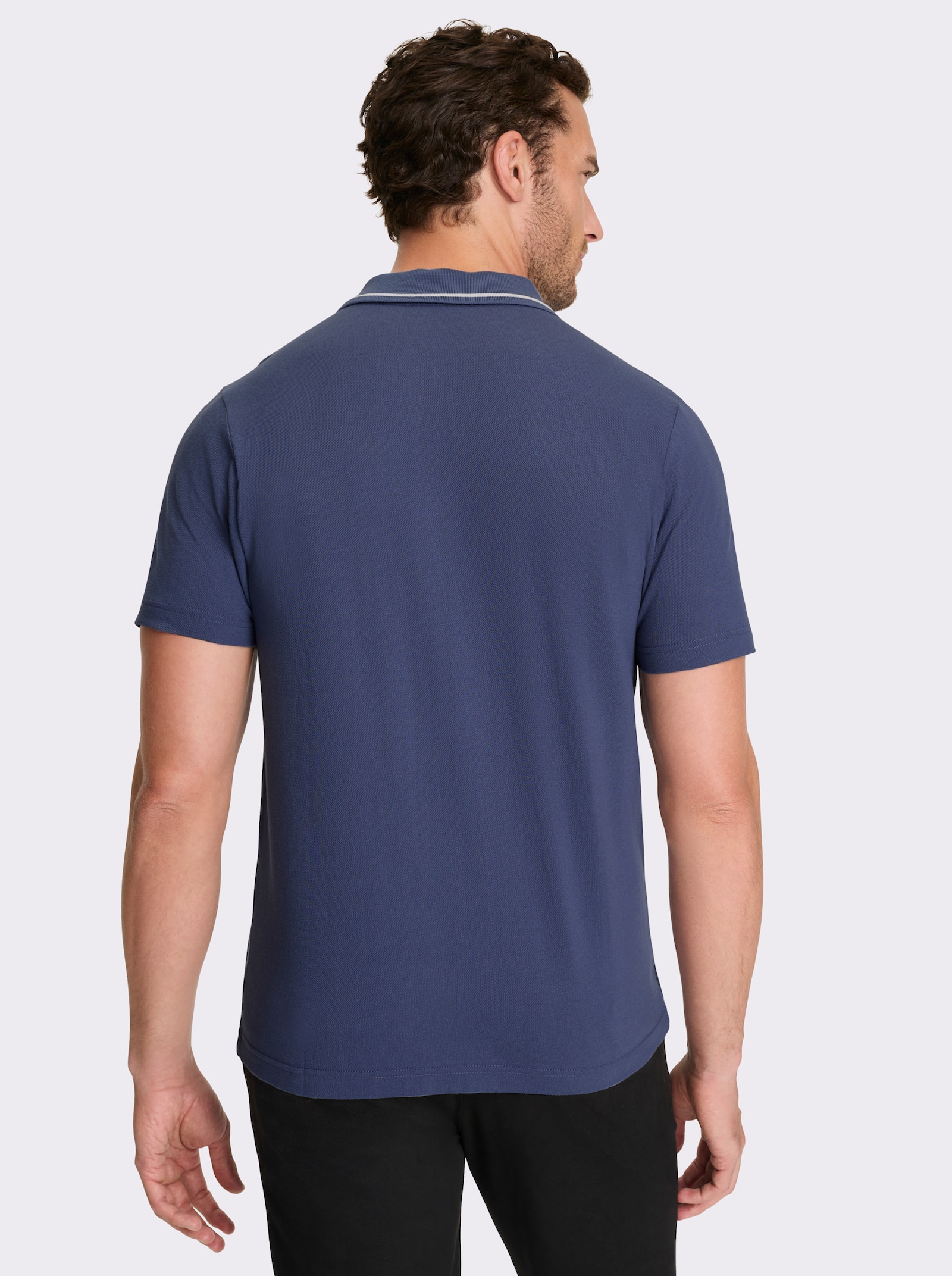 Catamaran Kurzarmshirt mit durchgehendem Reißverschluss - rauchblau-weiß