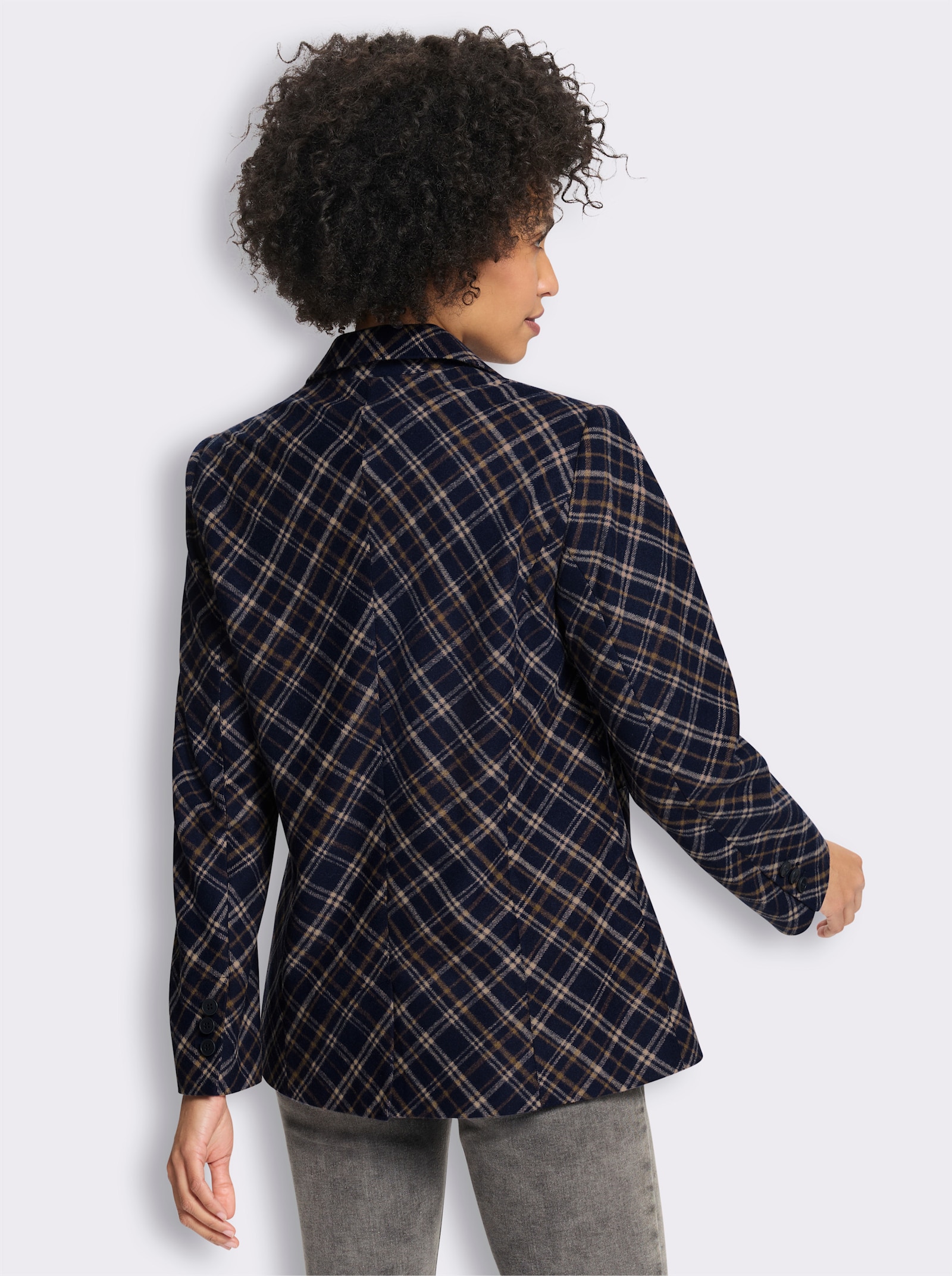 heine Blazer mit Karomuster - marine-braun-kariert