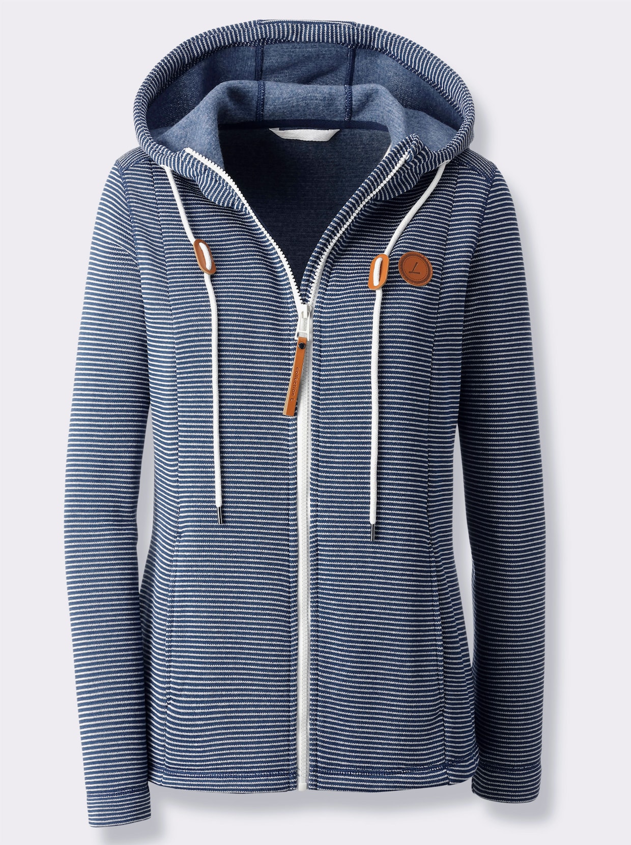 Fleecejacke - dunkelblau-ecru-geringelt