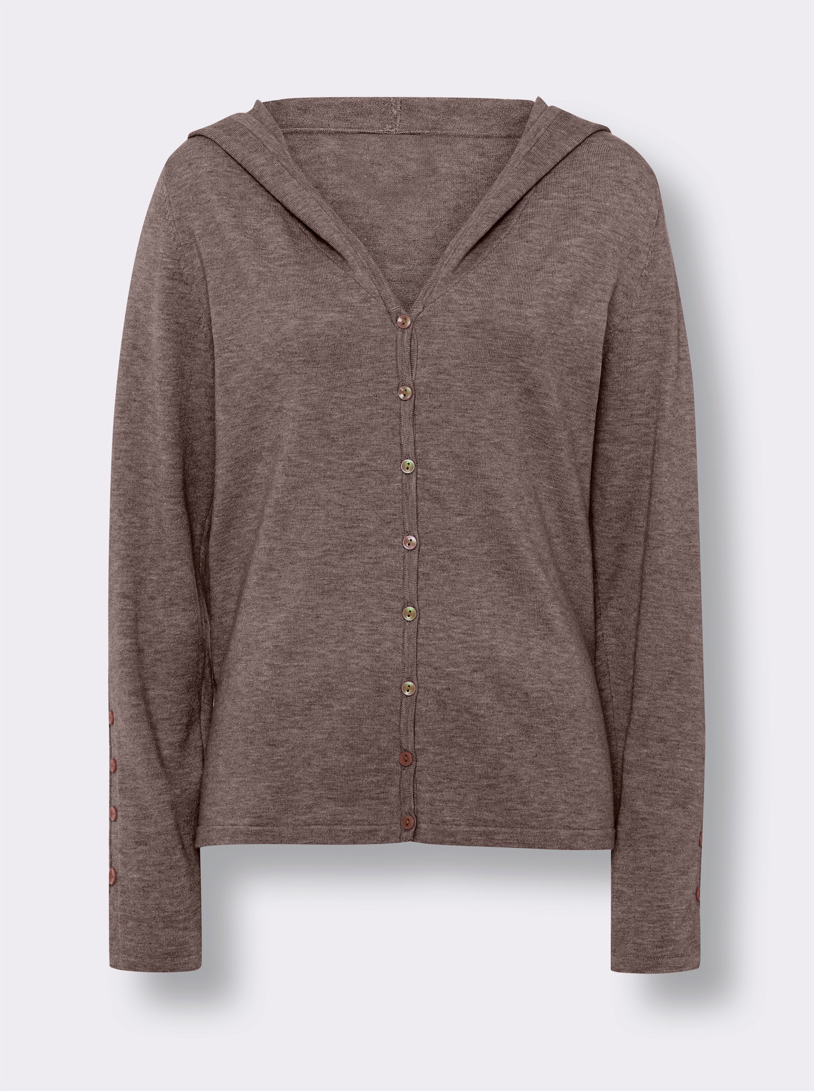 heine Veste à capuche en qualité tricot fin - taupe foncé chiné