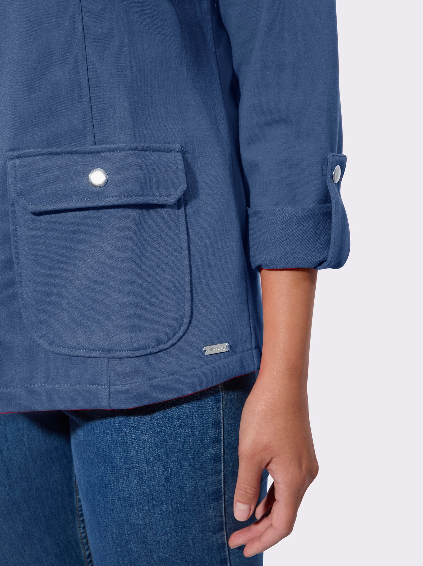 Shirtjacke mit Druckknopf-Verschluss - jeansblau