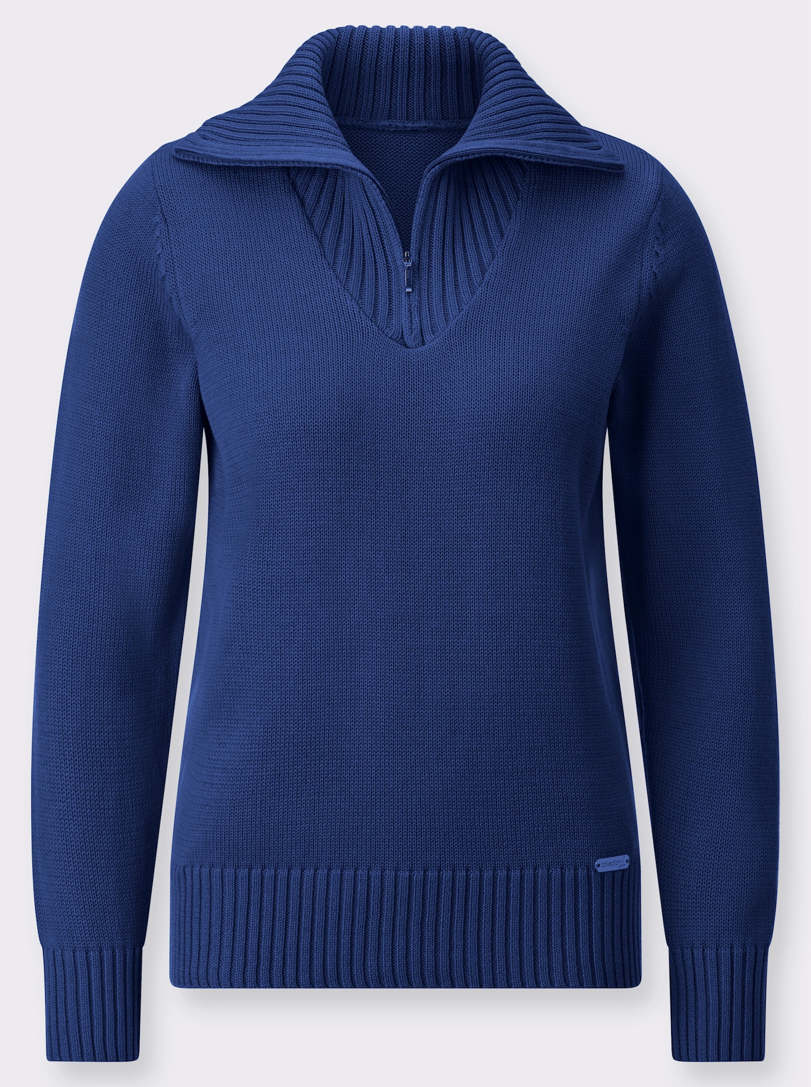Troyer mit breiten Rippabschlüssen - royalblau