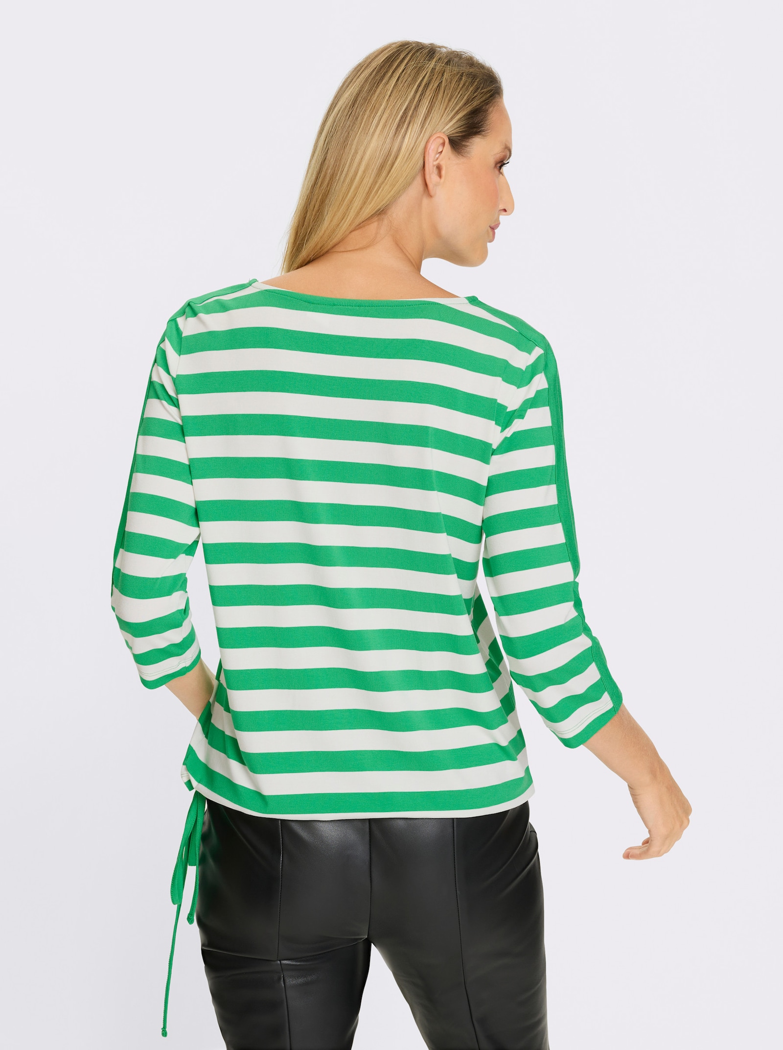 heine Ringelshirt mit Schriftzug - grasgrün-weiß-geringelt