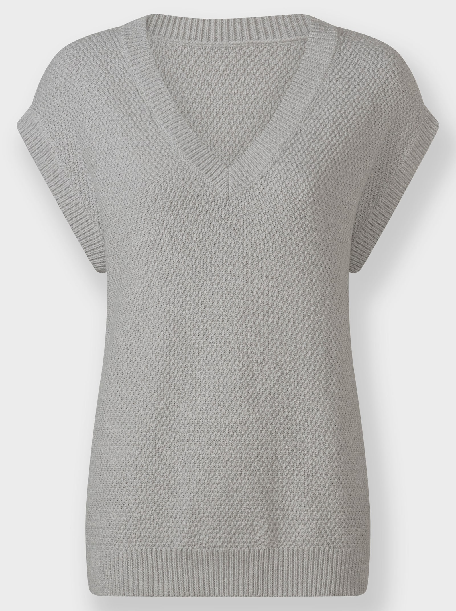 Pullunder in Perlstruktur - steingrau-meliert