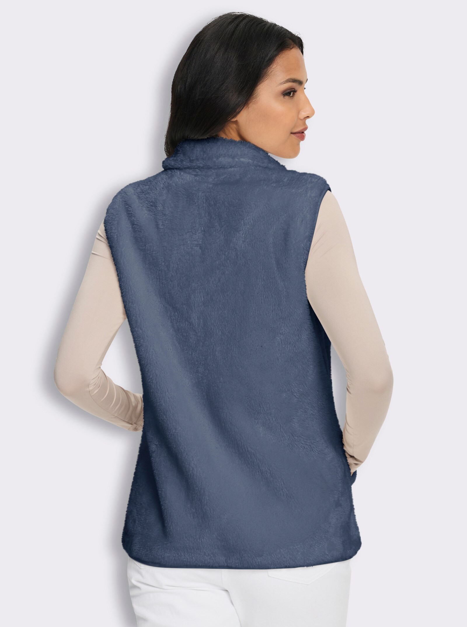 Fleeceweste mit aufgesetzten Taschen - rauchblau