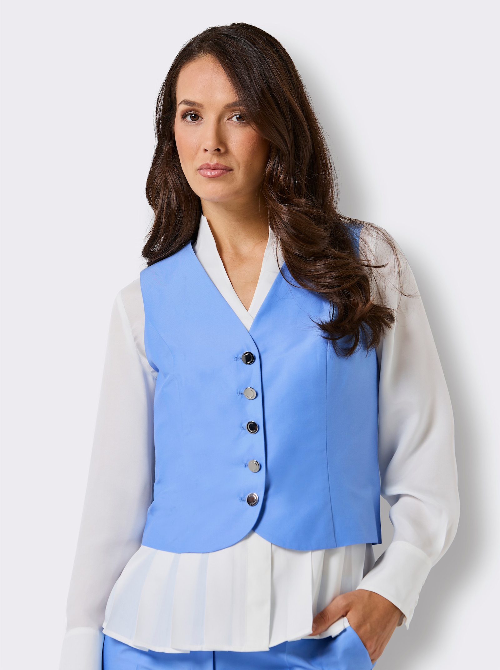 CREATION L PREMIUM Anzugweste mit edler Seide - himmelblau