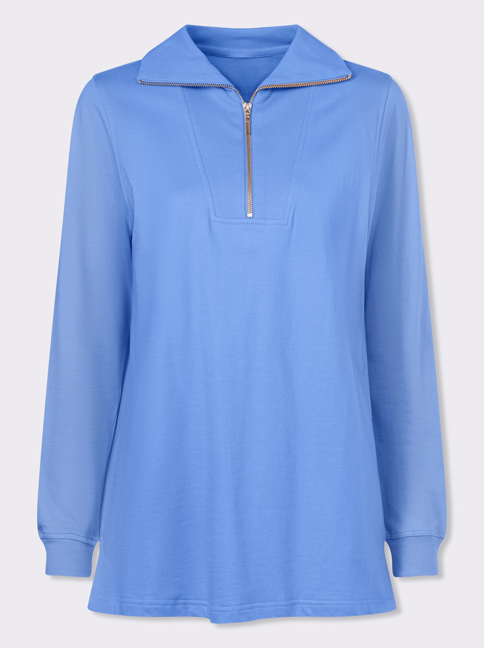 Longsweatshirt mit Troyerkragen - himmelblau