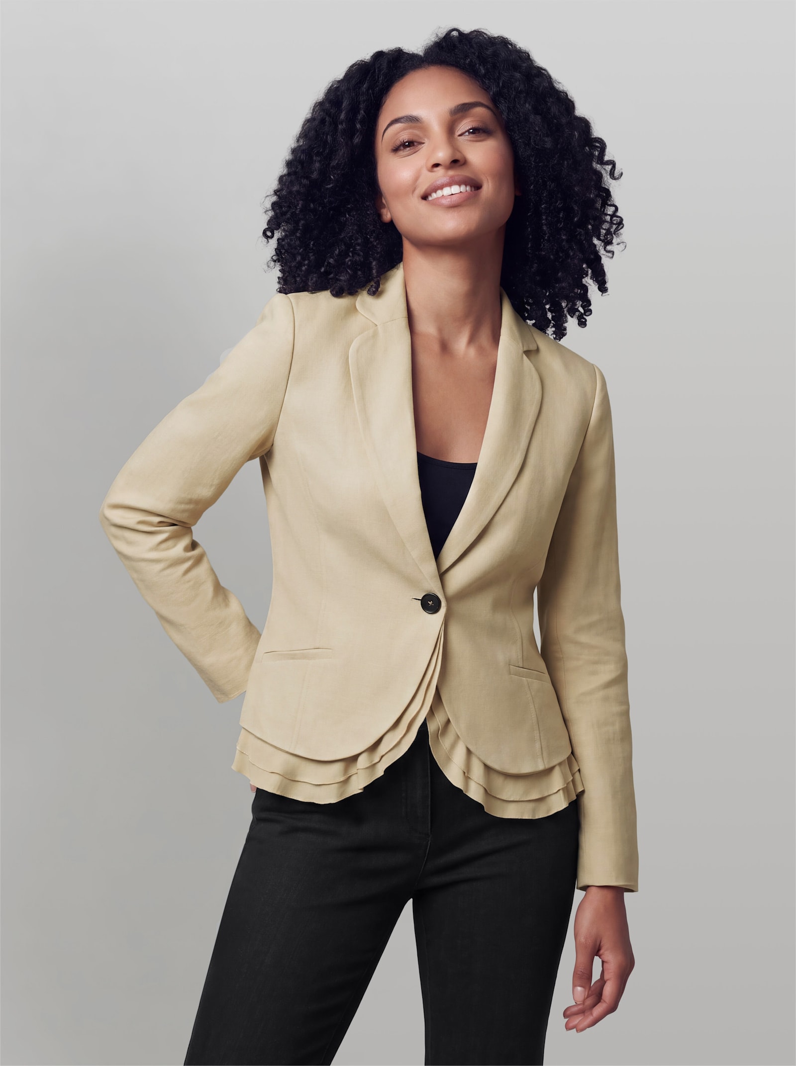 heine Blazer mit doppellagigem Saum - sand