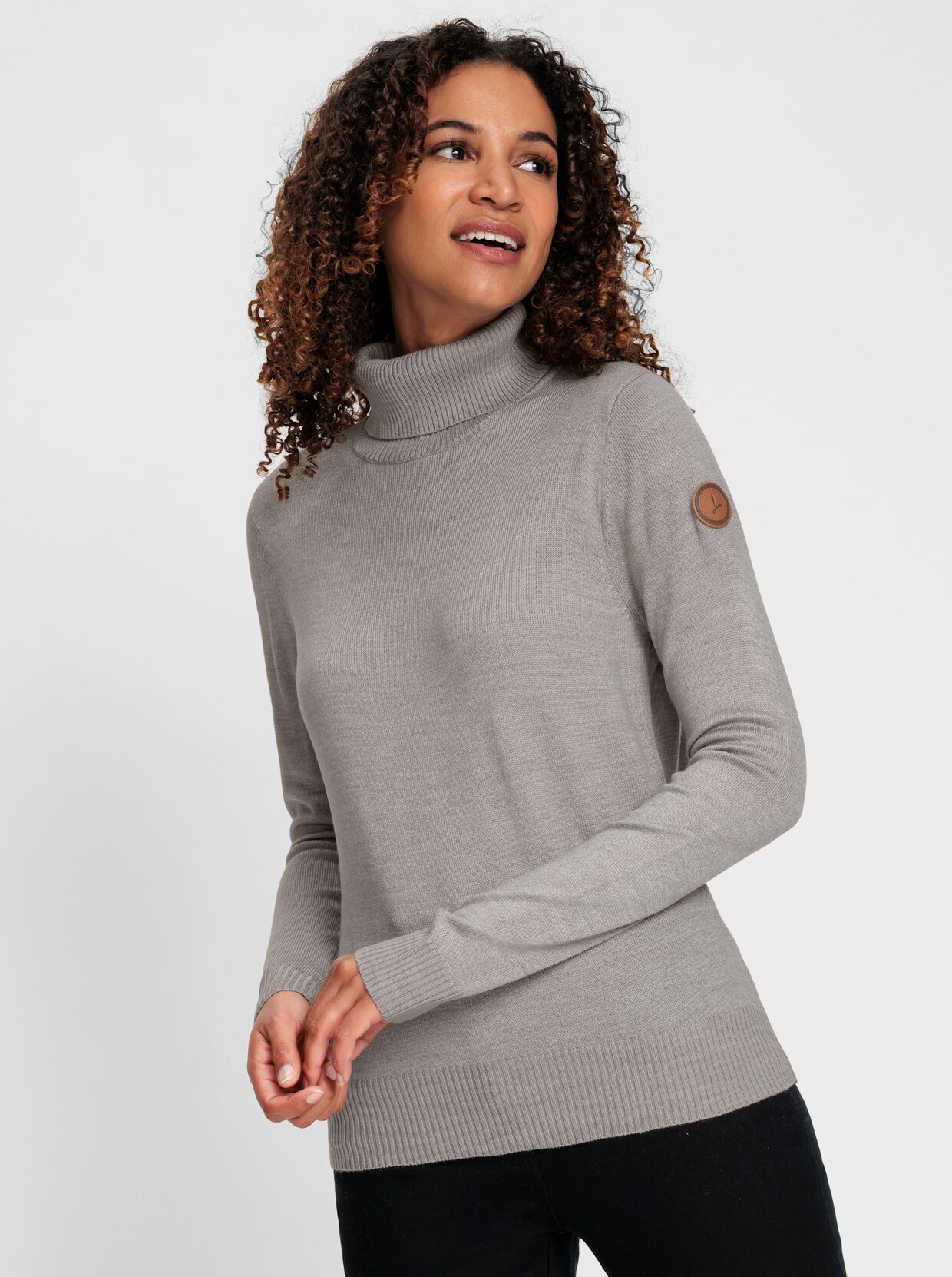 Rollkragenpullover - steingrau-meliert