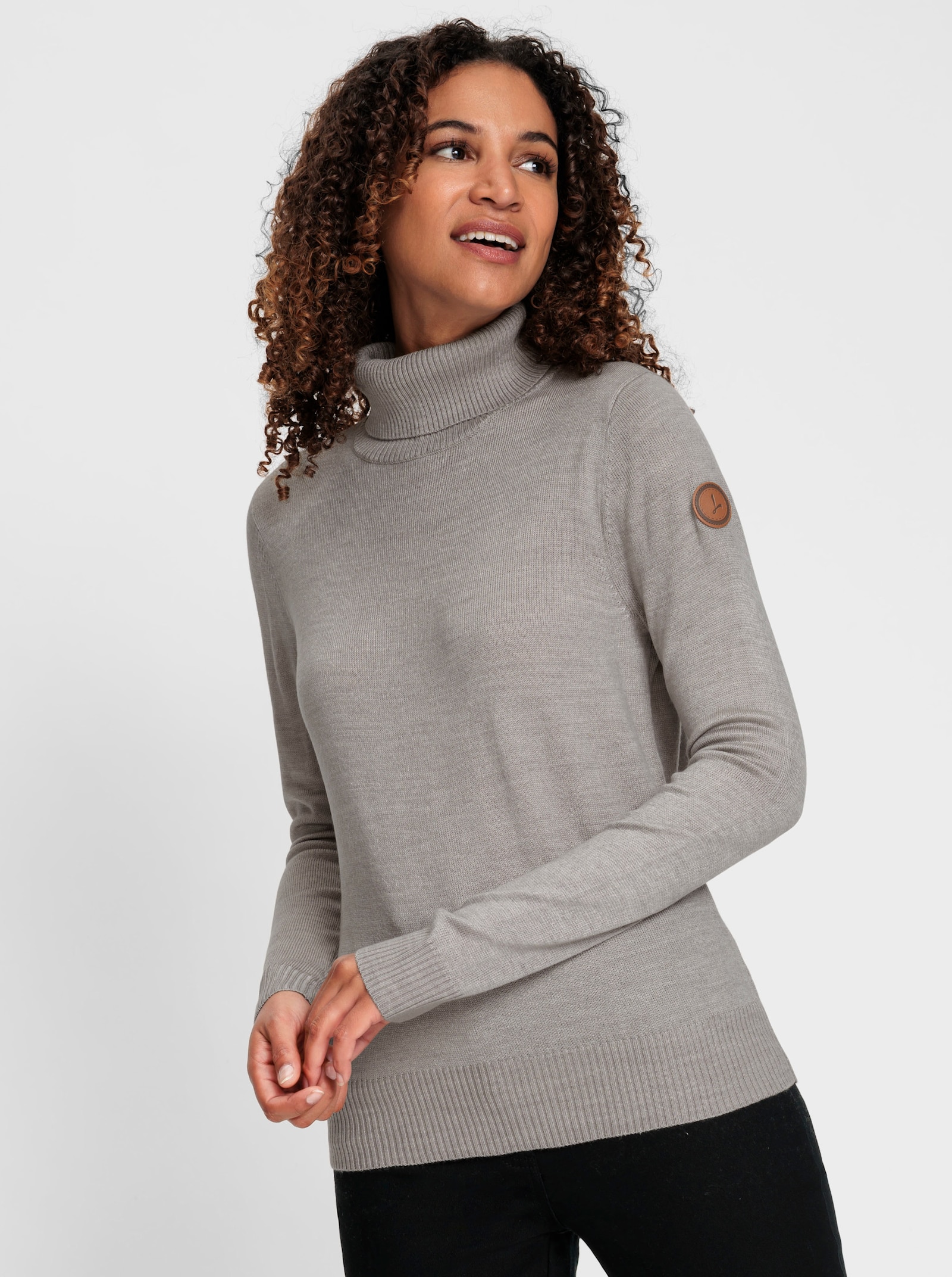 Rollkragenpullover in pflegeleichter Qualität - steingrau-meliert