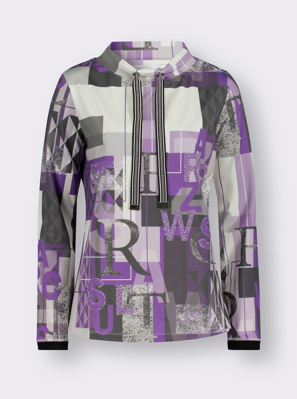 Sweat-shirt - violet à motifs