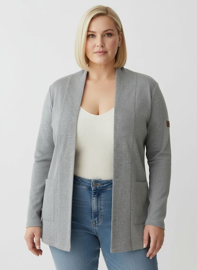 Shirtjacke mit Schalkragen - grau-meliert