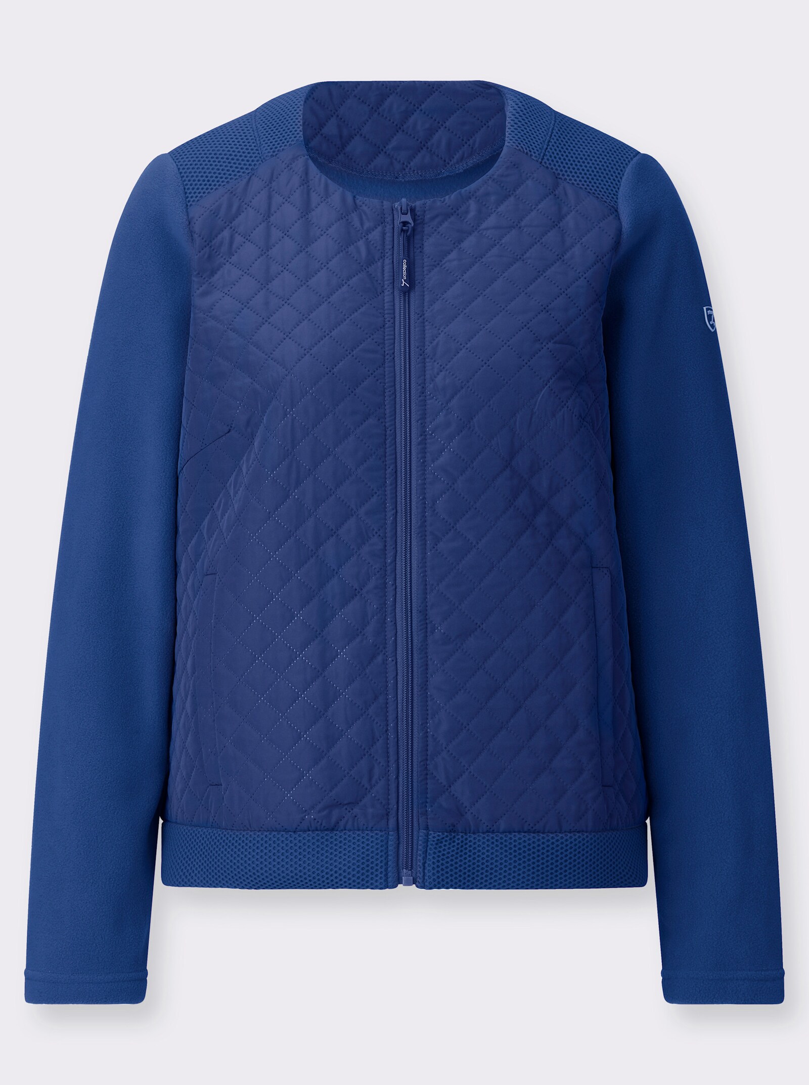Fleecejacke mit Steppmuster-Einsätzen - royalblau