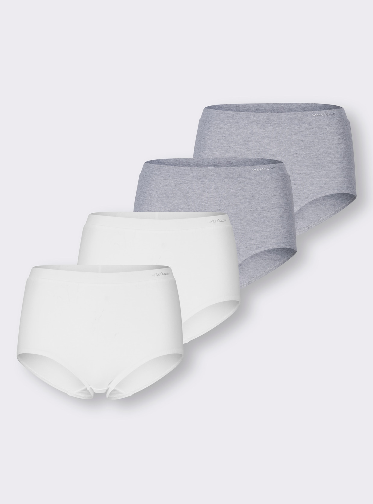 wäschepur Taillenslip - 2x weiß + 2x grau-meliert