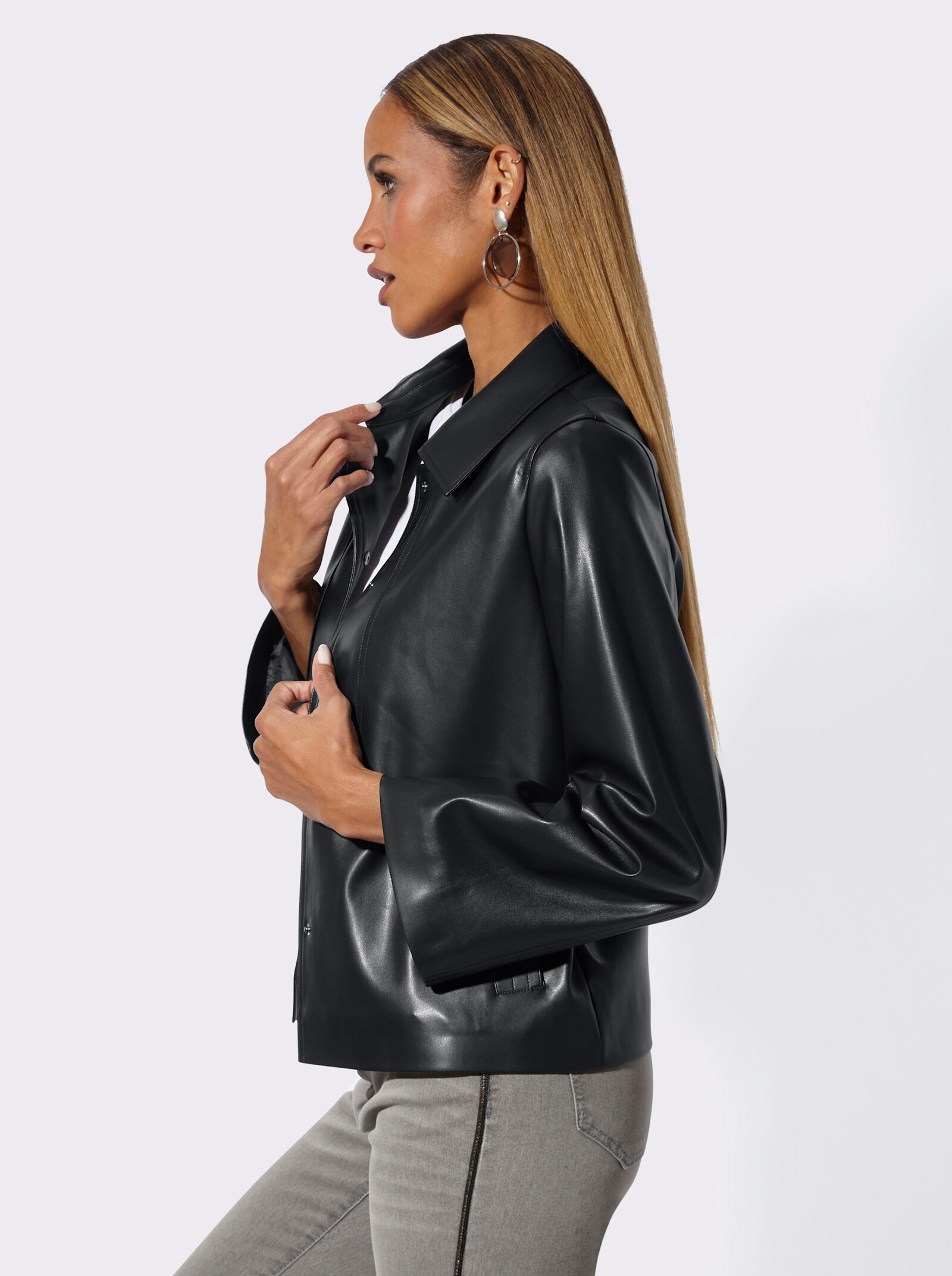 Shirtjacke im beliebten Lagen-Look - schwarz