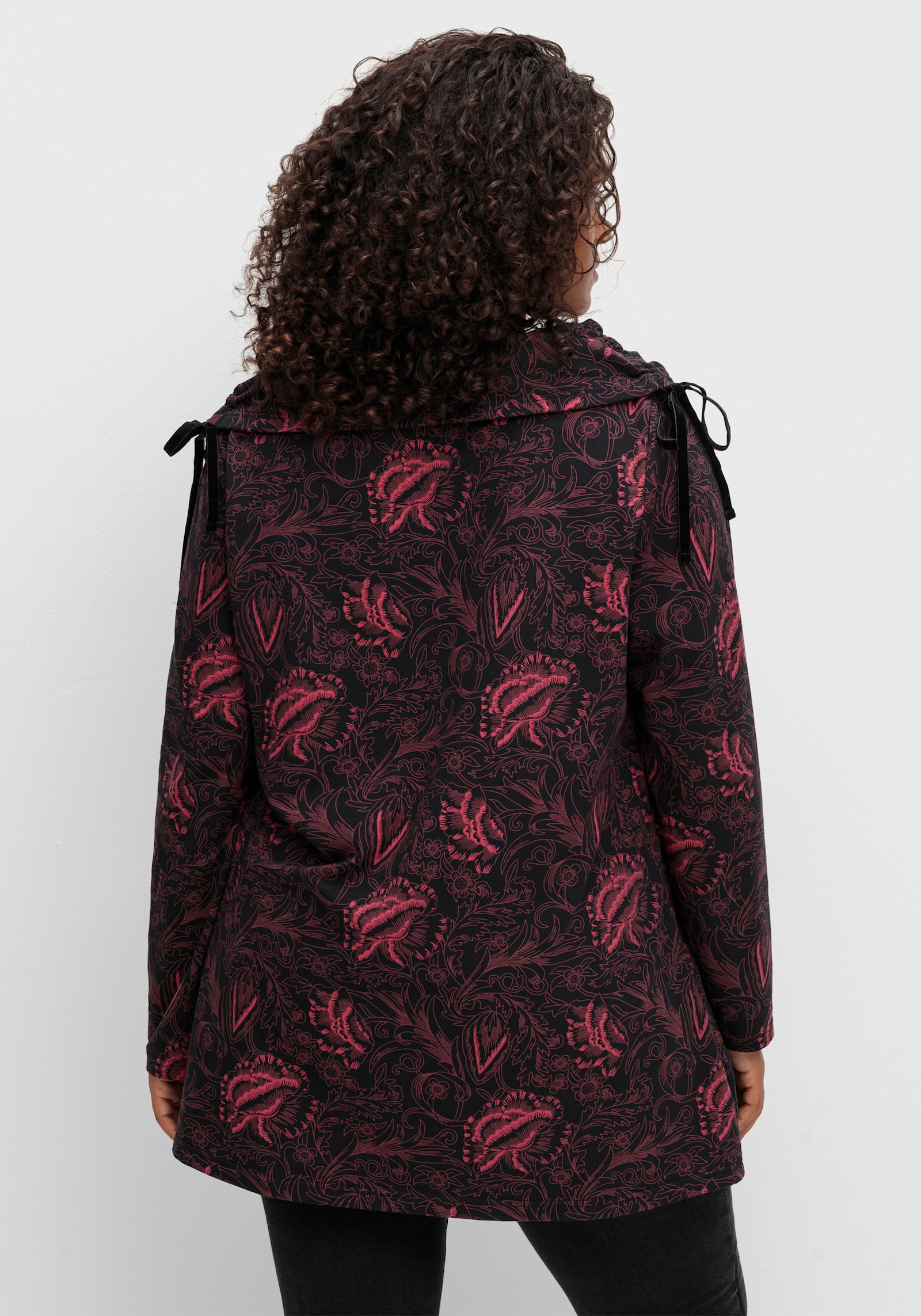 sheego by Joe Browns Sweatshirt mit weitem Schalkragen - beere-gemustert