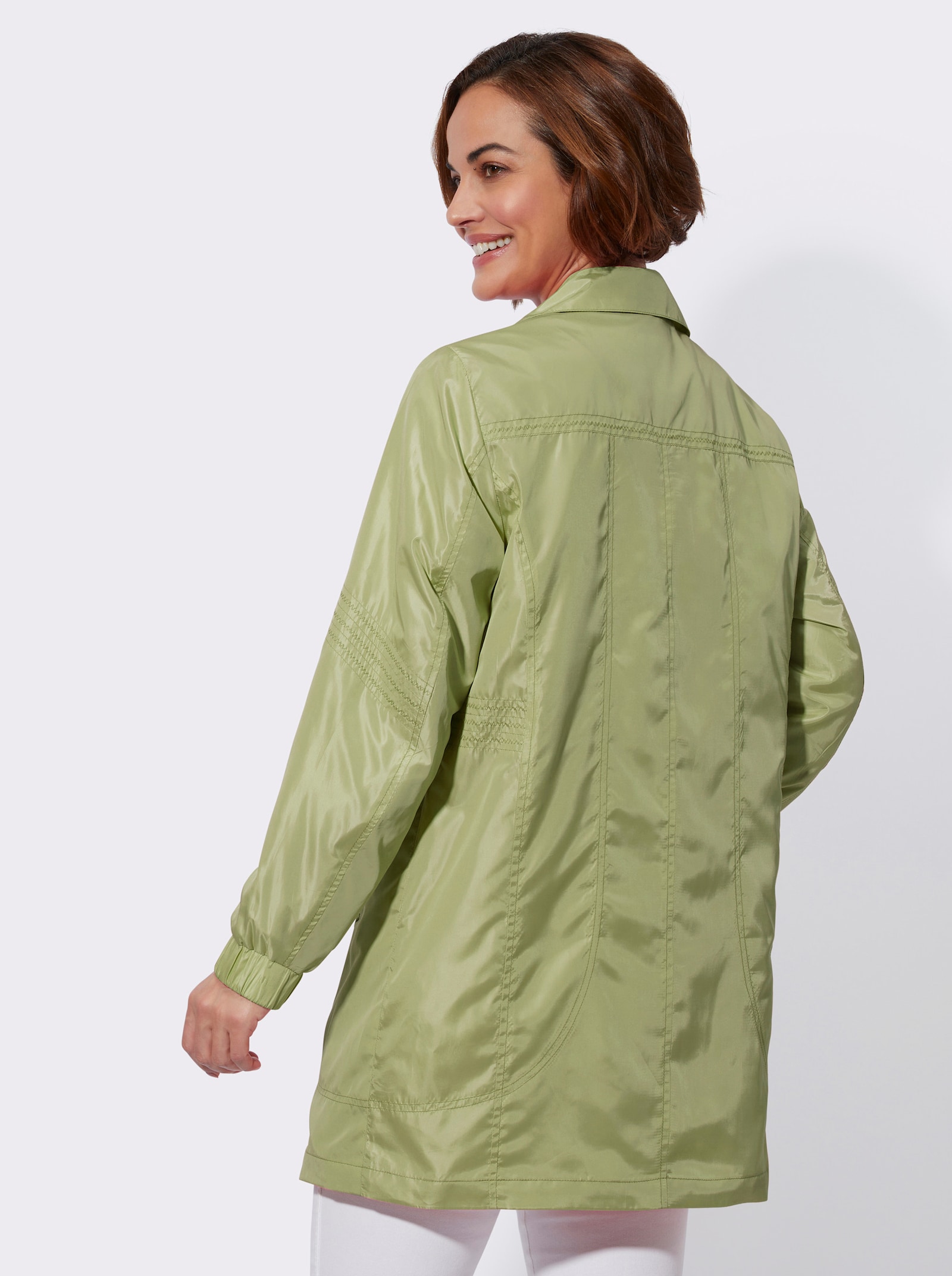 Longjacke mit Ziernähten - schilf