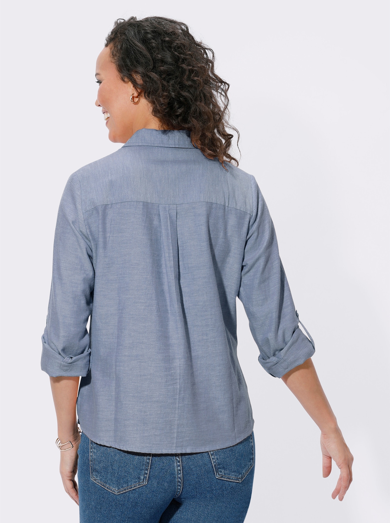 Flanellen blouse - bleu gemêleerd