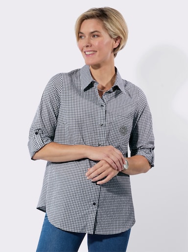 Longbluse - schwarz-weiß-kariert