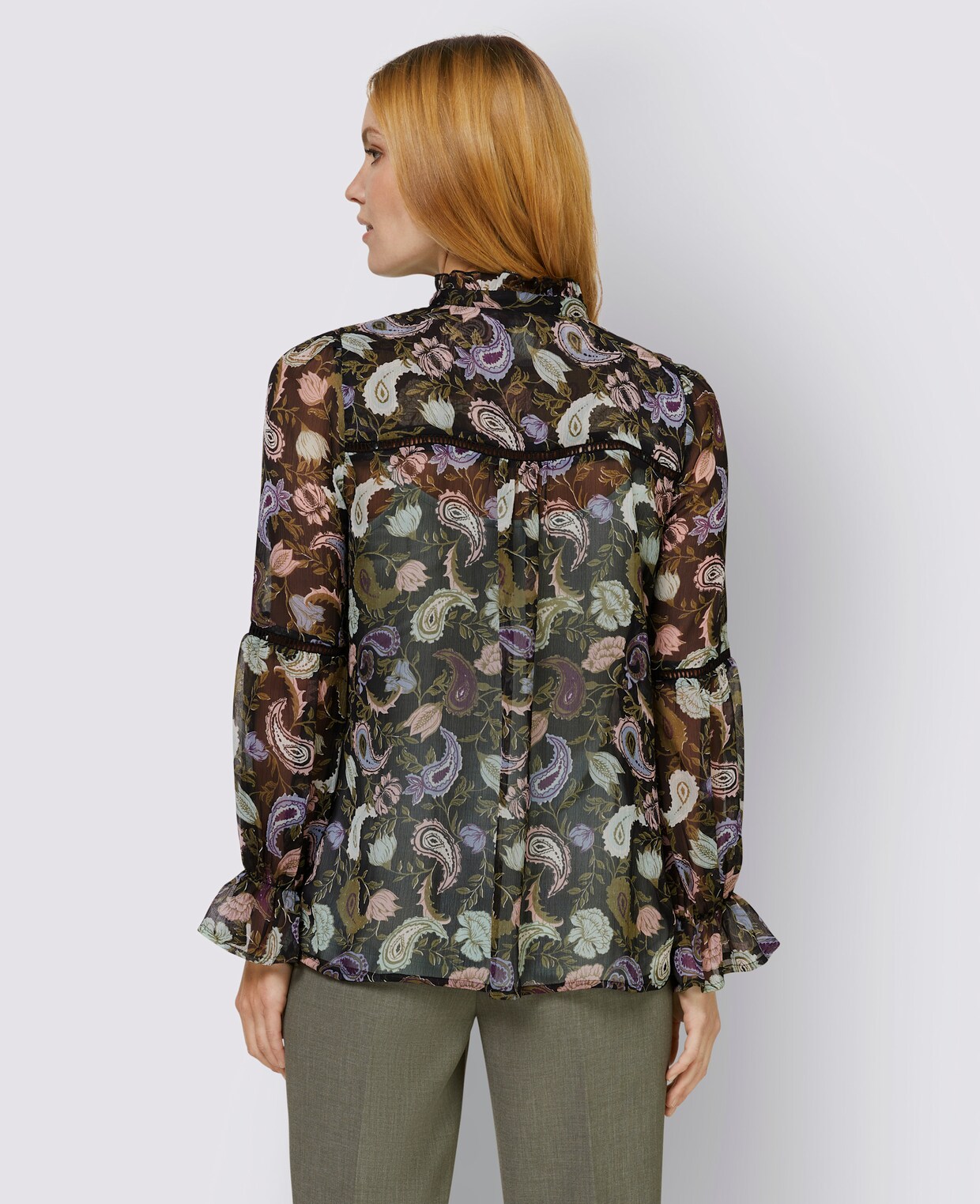 heine Druckbluse - schwarz-kalkmint-bedruckt