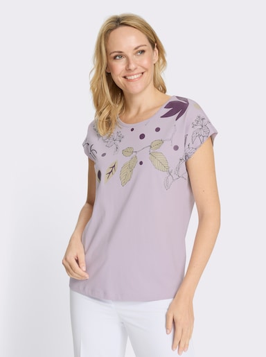 Rundhalsshirt mit platziertem Druck - flieder-traube-bedruckt