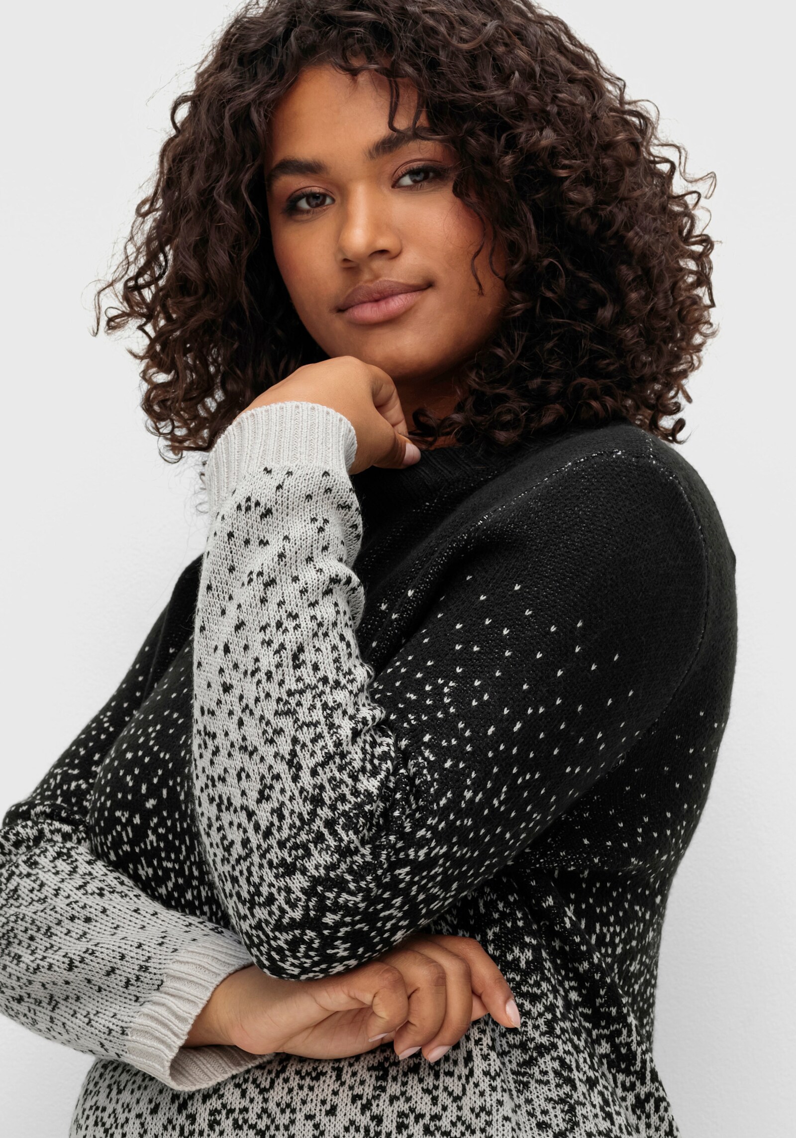 Jacquardpullover aus Jacquard-Strick - schwarz-gemustert