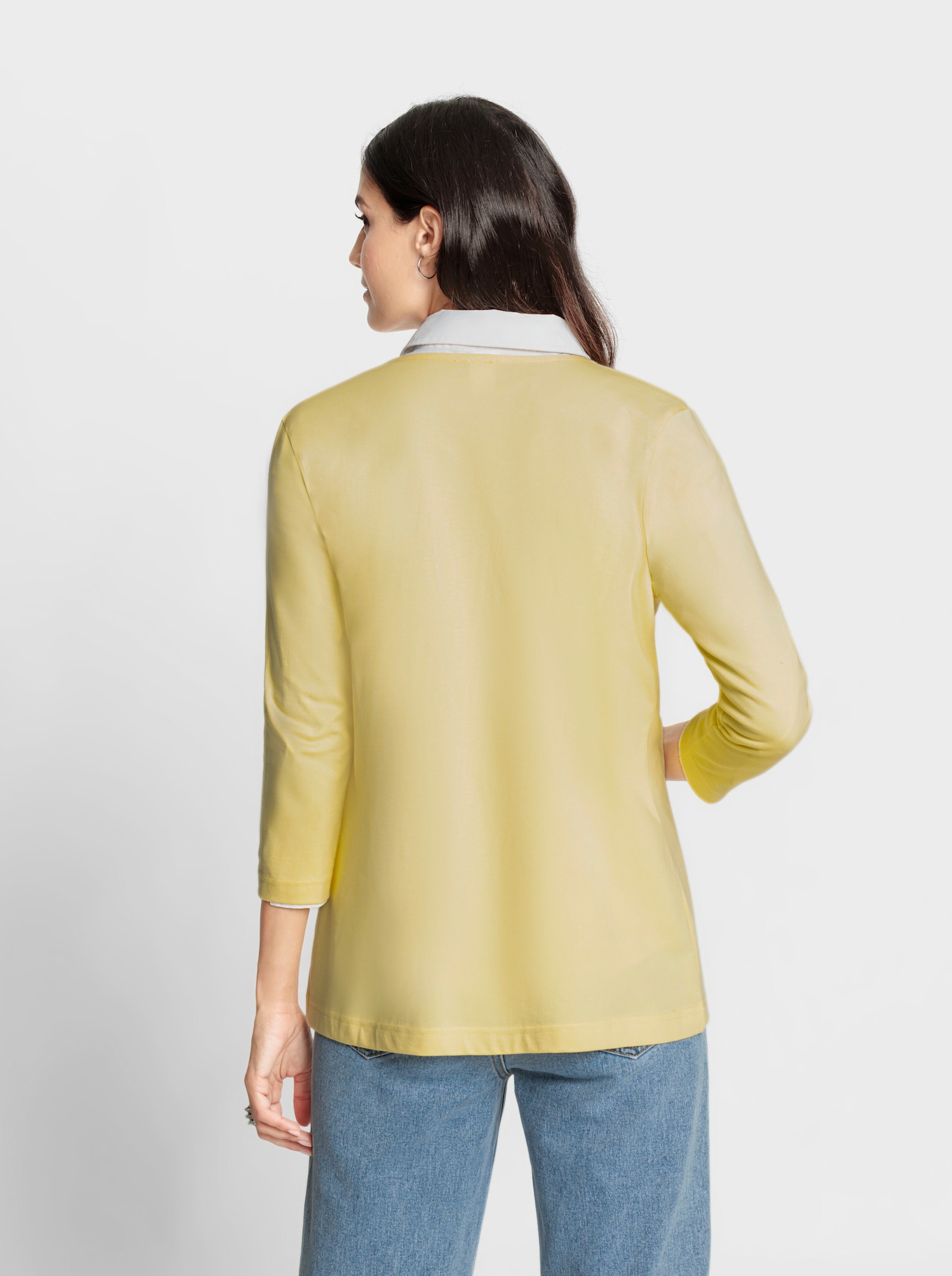 Shirtjacke in offener Form - zitrone