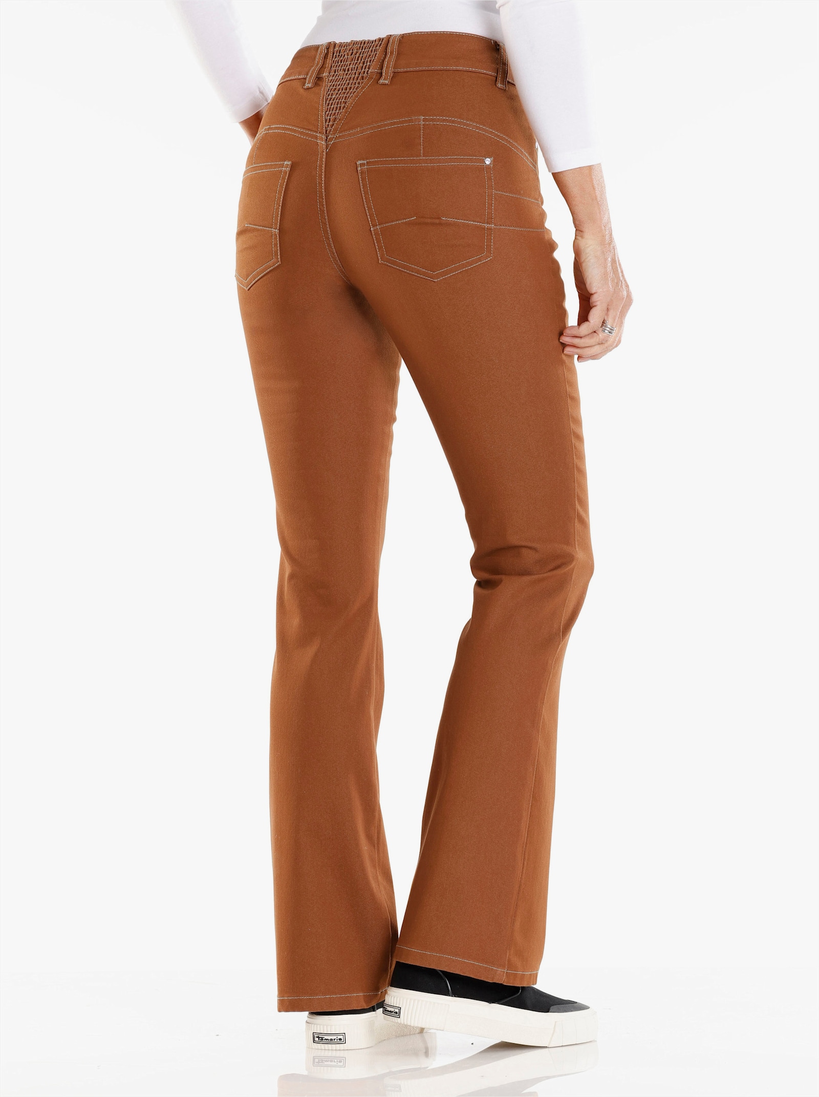 Bootcut jeans met push-up-effect - cognac/denim