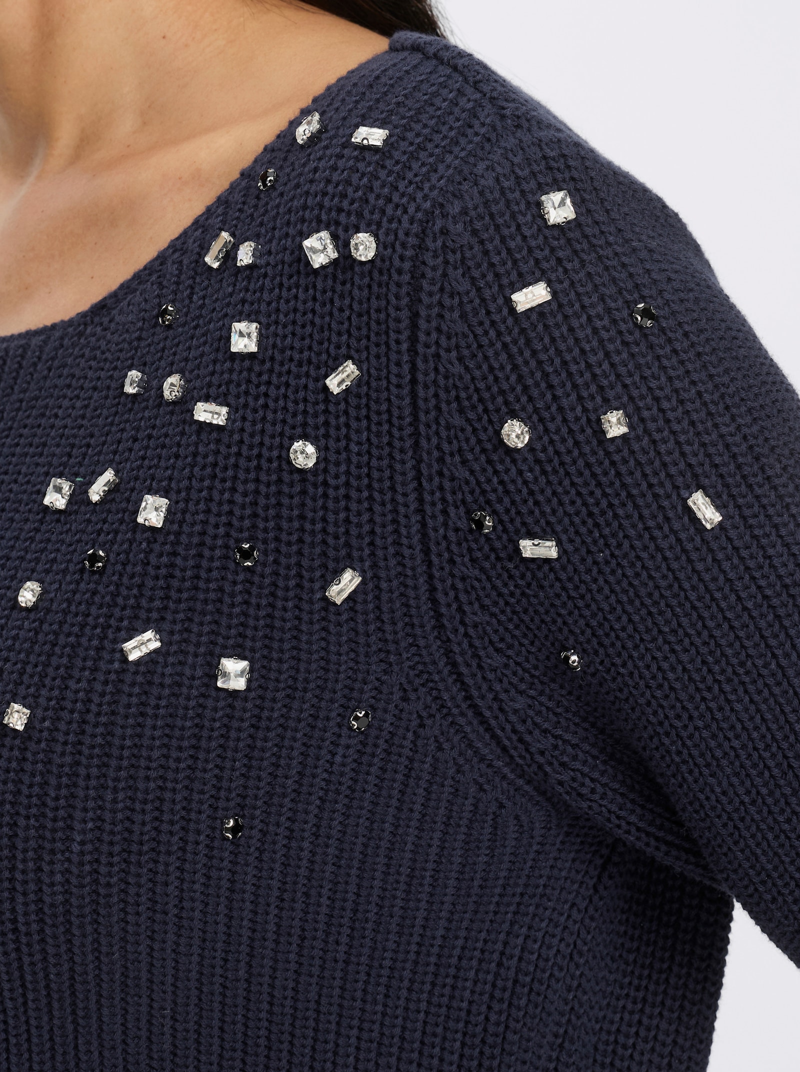heine Pullover mit Glitzersteinchen - marine