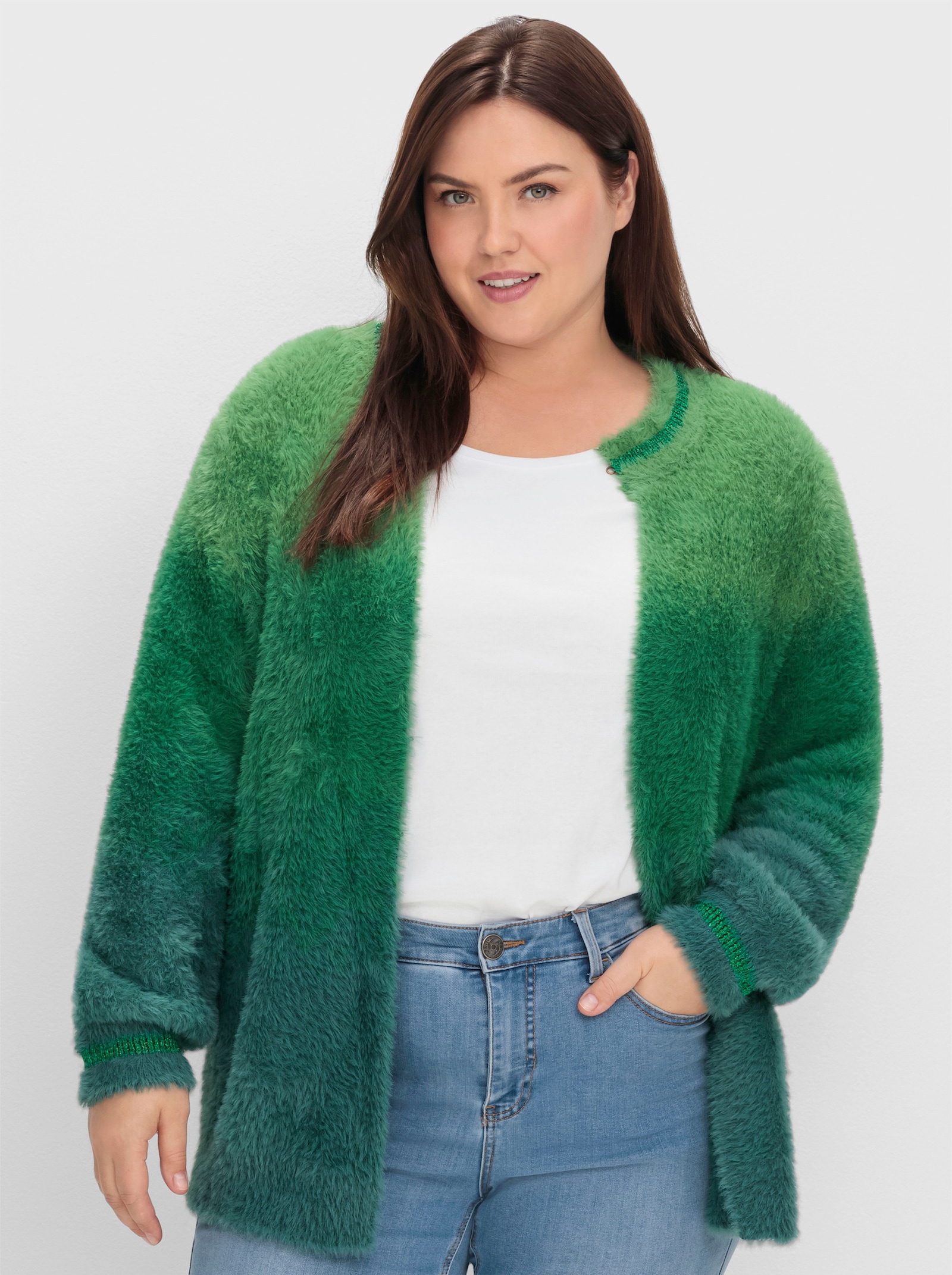 sheego by Joe Browns Strickjacke mit Farbverlauf - grün-blau