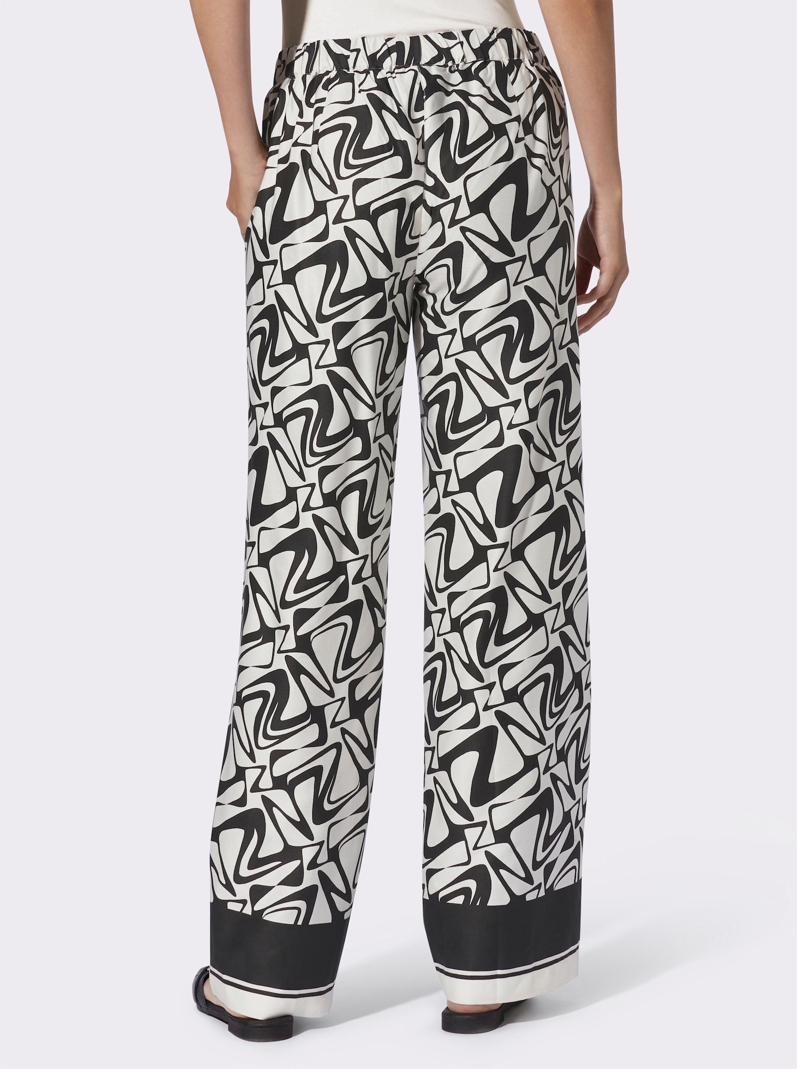 heine Schlupfhose mit weitem Bein - schwarz-champagner-bedruckt