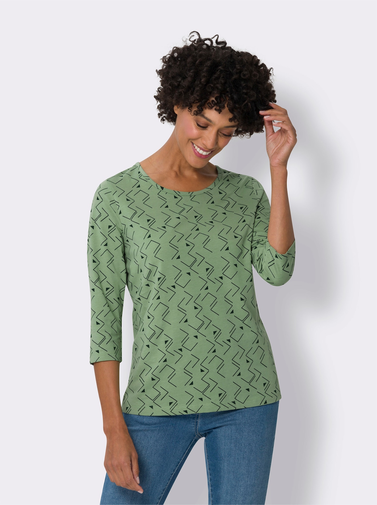 Shirt met 3/4-mouw - eucalyptus/mos