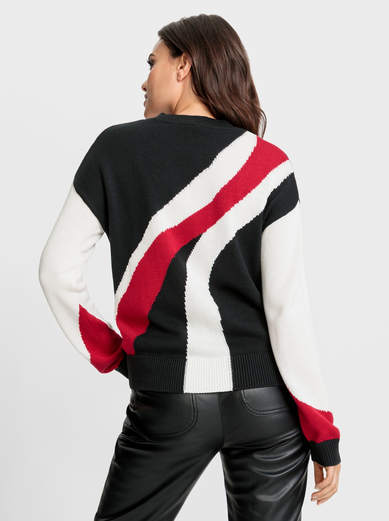 heine Pullover met ronde hals - rood/zwart gedessineerd