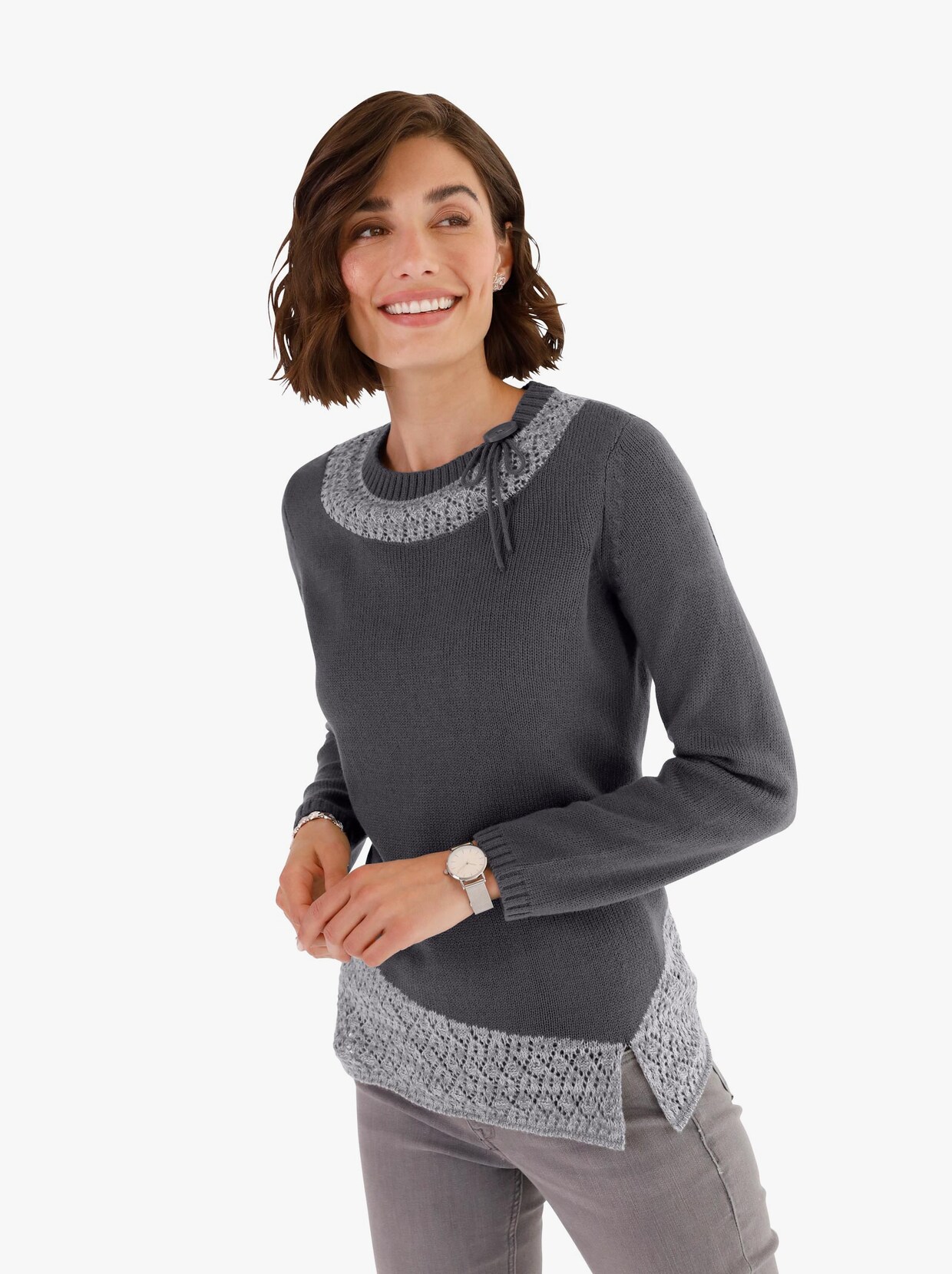 Pullover met ronde hals - antraciet