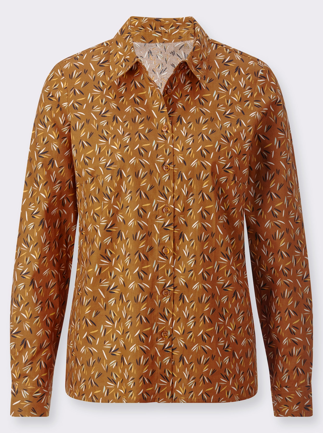 Katoenen blouse - cognac geprint